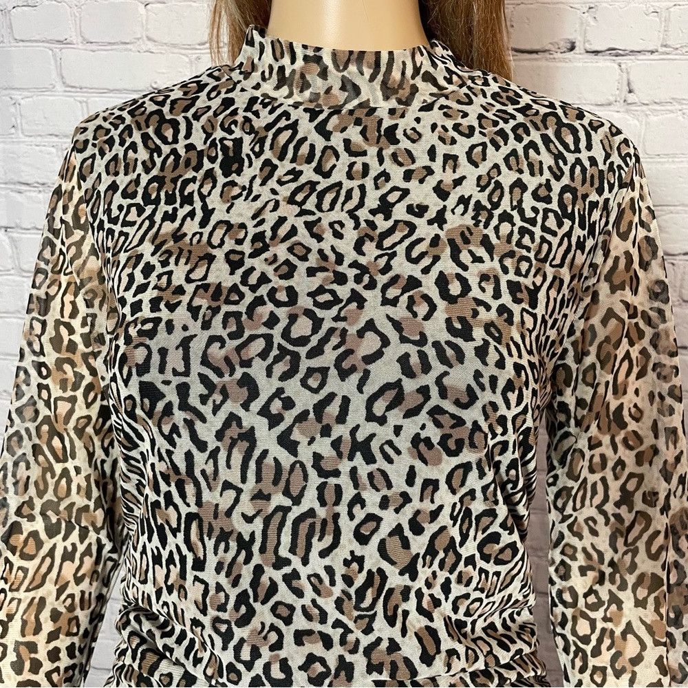 Adrianna Papell NWT New $69 Adrianna Papell Animal Print Turtleneck Mesh Lo Size L / US 10 / IT 46 - 2 Thumbnail