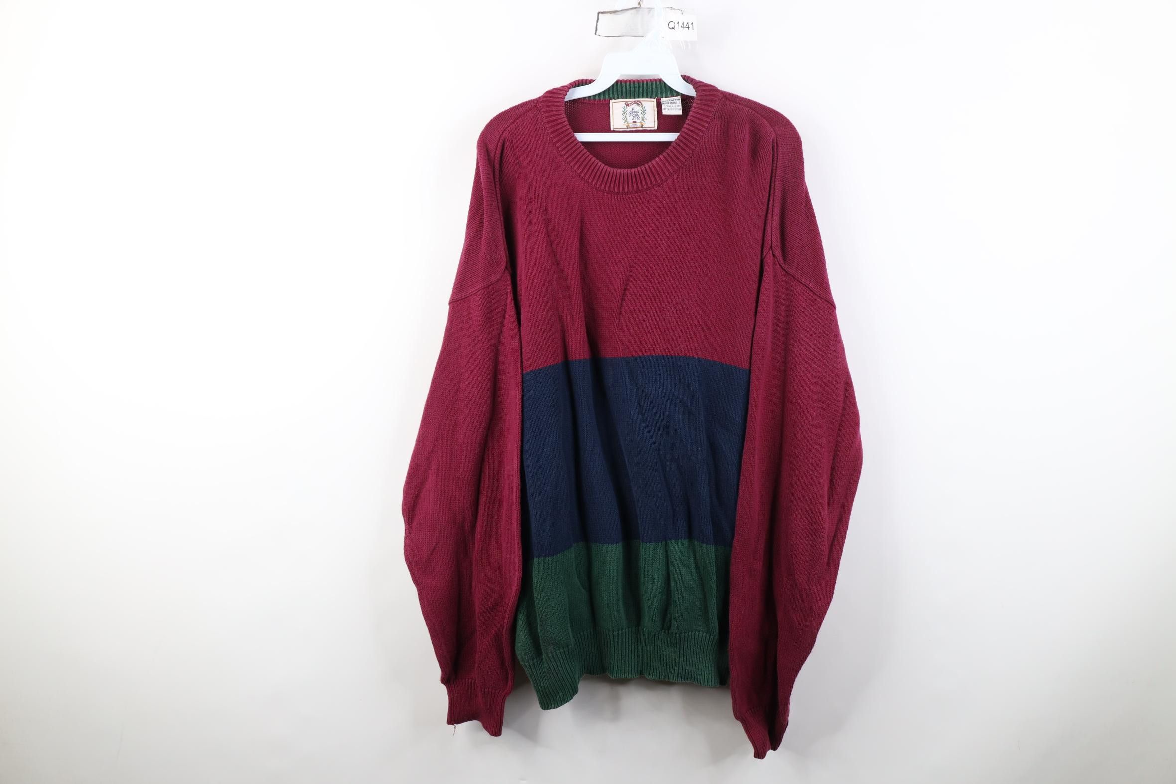 Vintage Vintage 90s Streetwear Block Cotton Knit Crewneck Sweater Size US XL / EU 56 / 4 - 1 Thumbnail