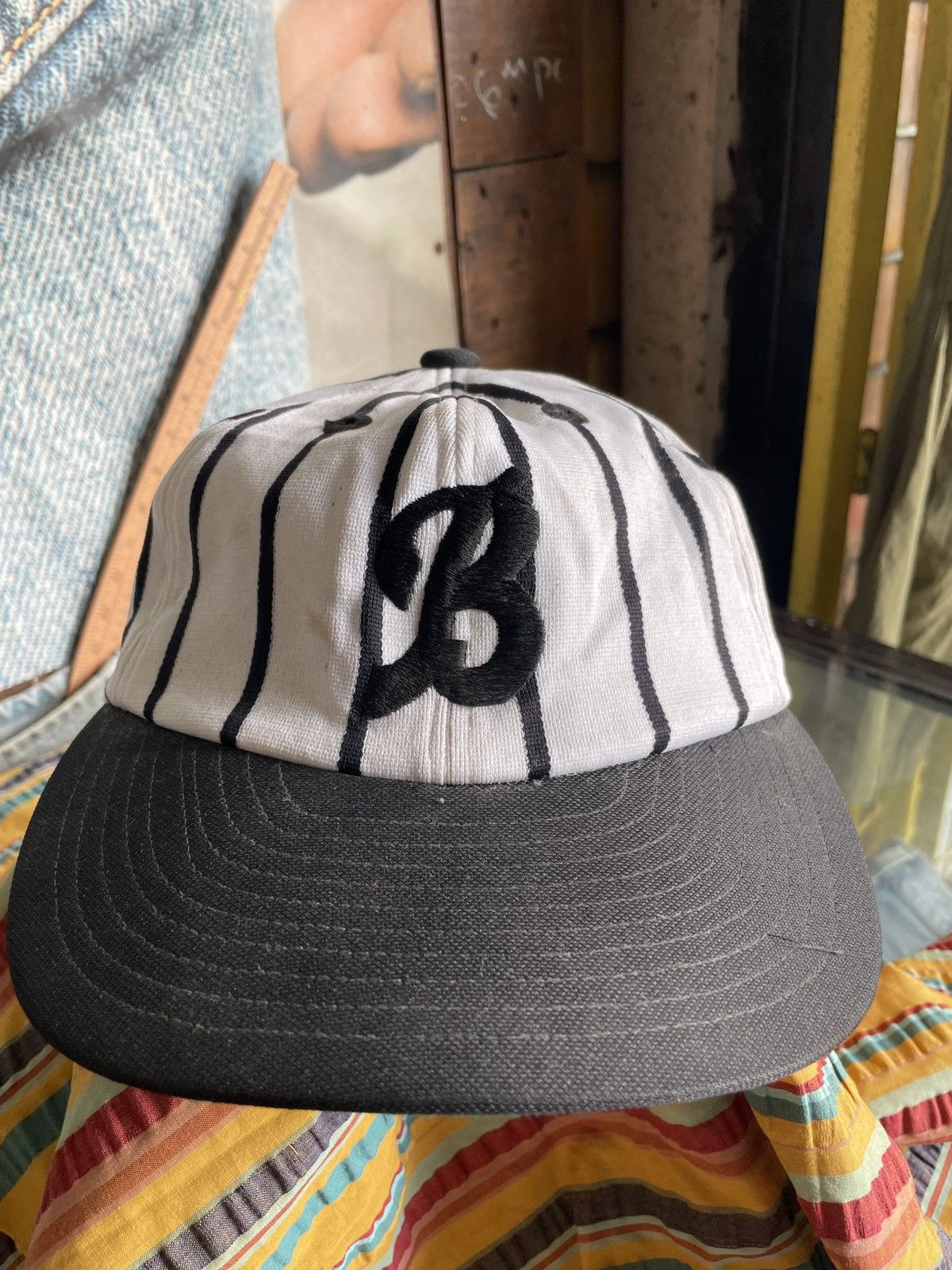 Japanese Brand × MLB × Vintage Vintage japanese Baseball MLB B Snapback stripe full cap Size ONE SIZE - 2 Thumbnail
