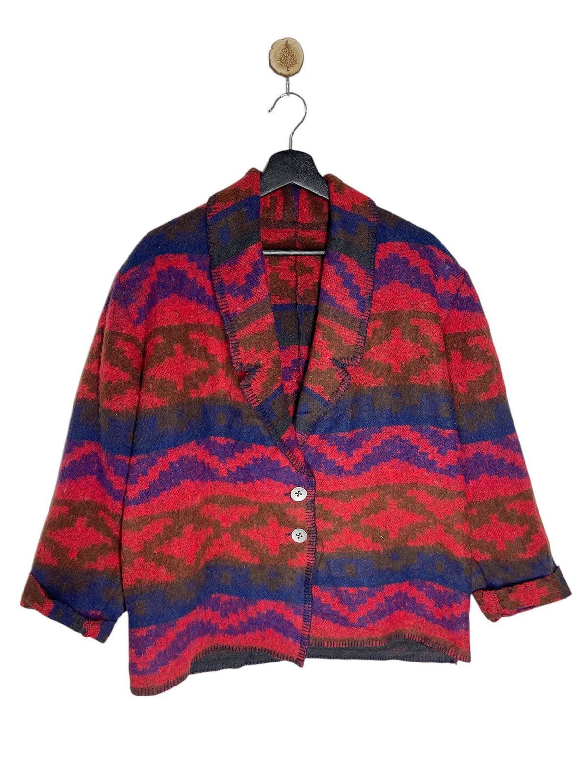 Japanese Brand × Vintage Vintage Neon Reds Navajo Casual Jacket Size US L / EU 52-54 / 3 - 1 Thumbnail