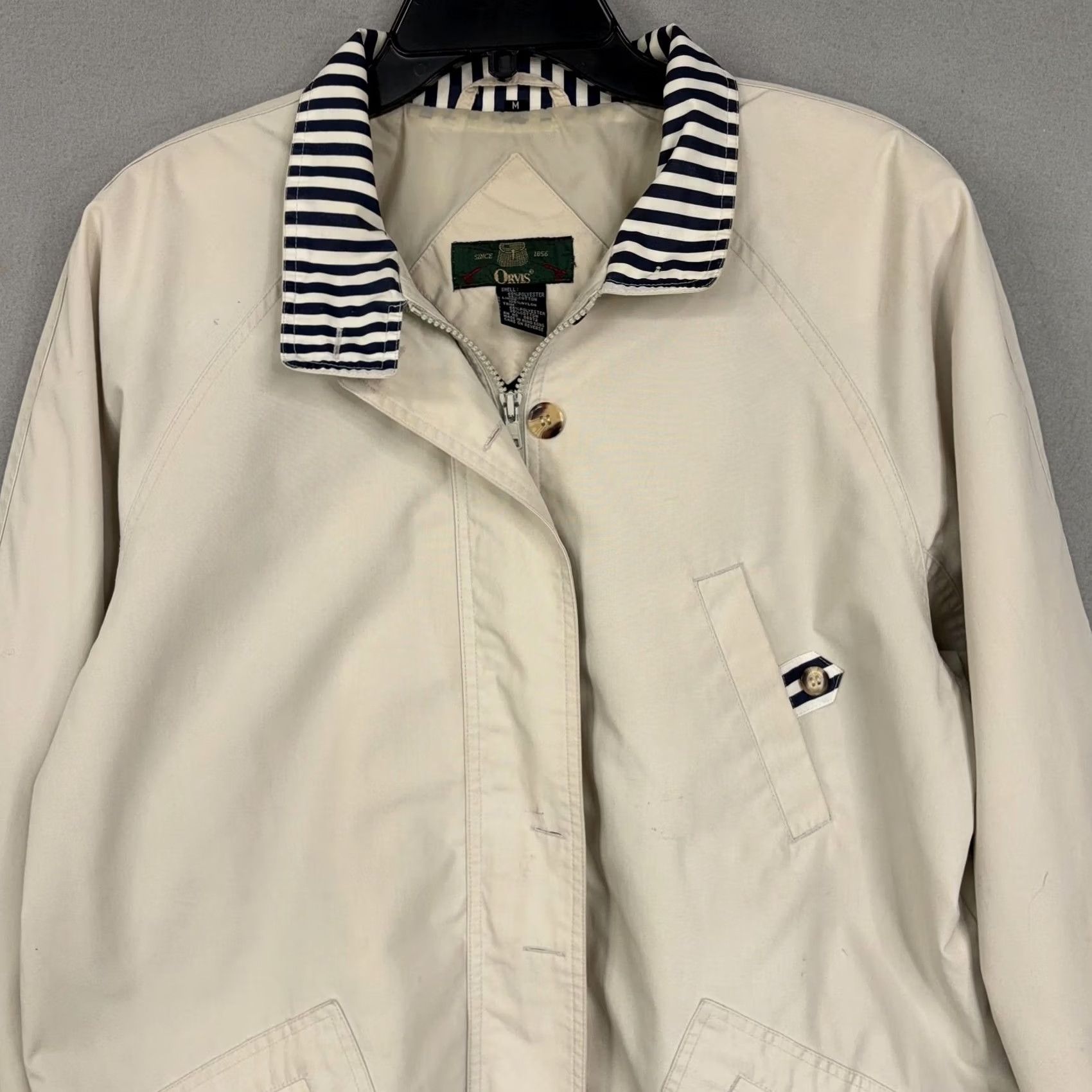 Orvis VINTAGE Orvis Jacket Womens Medium Cape Cod Nautical Striped Collar 90s Coat Size M / US 6-8 / IT 42-44 - 2 Thumbnail