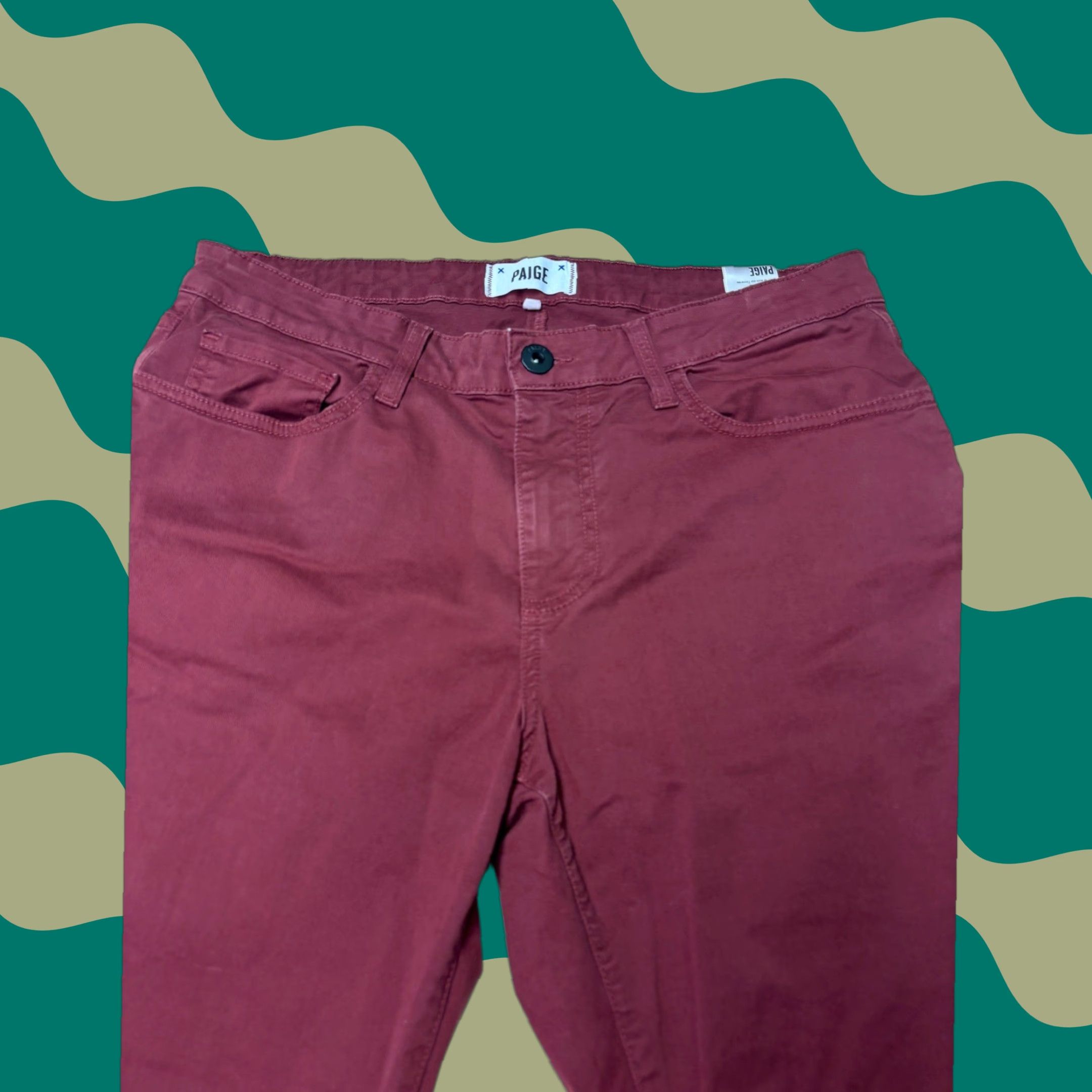 Paige Paige Normandie Pants Burgundy Red Cotton Blend 32x33 Straight Leg 5-Pocket USA Mens Chino Casual Workwear Modern Fit Size US 32 / EU 48 - 1 Thumbnail