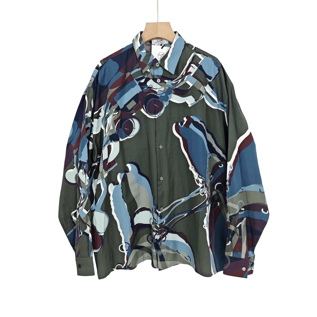 Hermes Hermes Orange Silk Horse Bit Print Button-Up Shirt Size US S / EU 44-46 / 1 - 1 Thumbnail