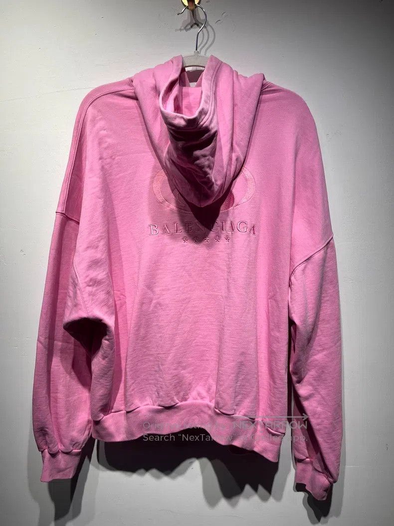 Balenciaga Balenciaga Letter Embroidered Pink Hooded Sweatshirt Size US M / EU 48-50 / 2 - 2 Thumbnail