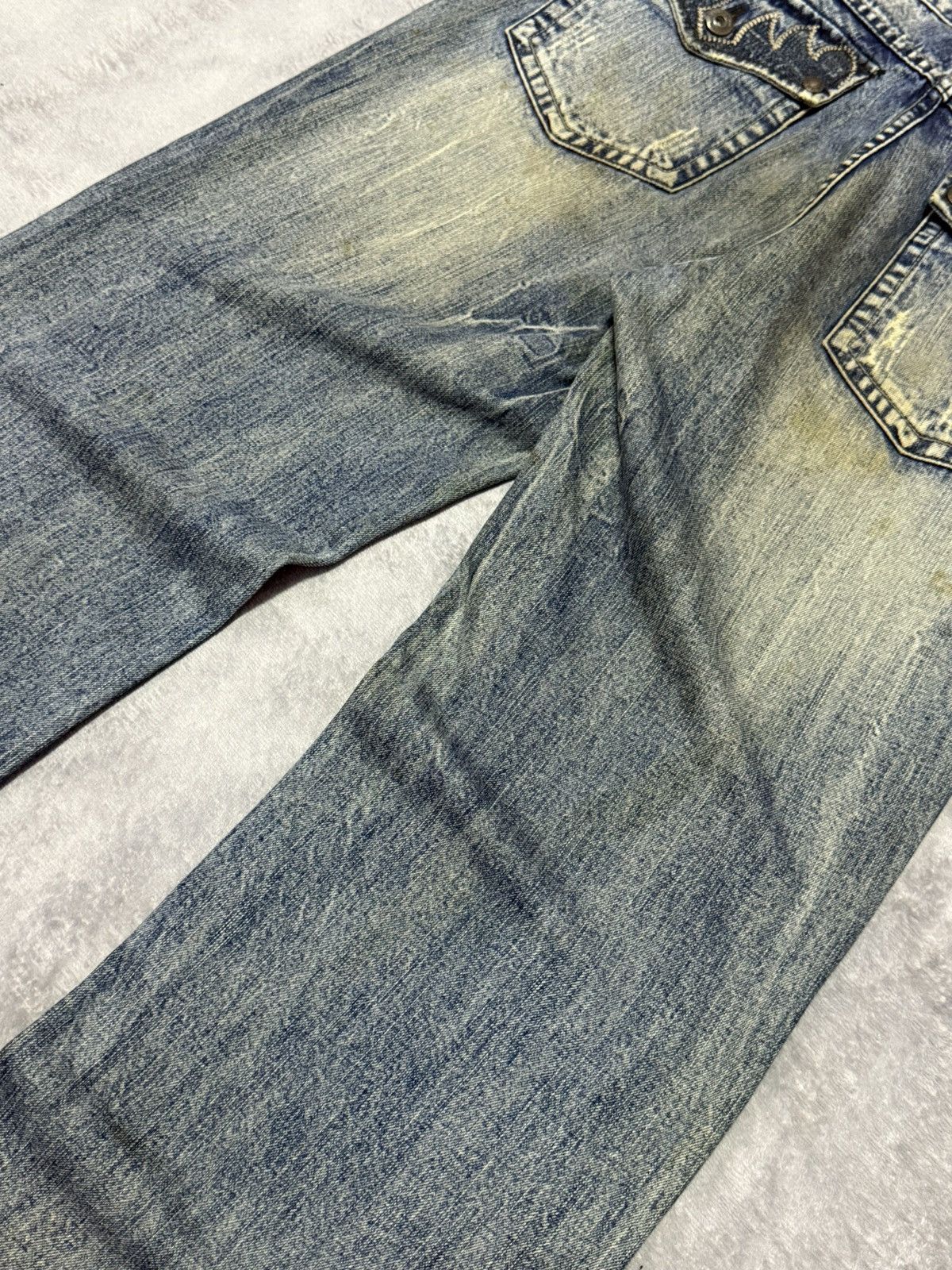 Japanese Brand Hang Ten Tribal Pocket Mud Wash Wide Leg Flared Jeans Size US 30 / EU 46 - 15 Thumbnail