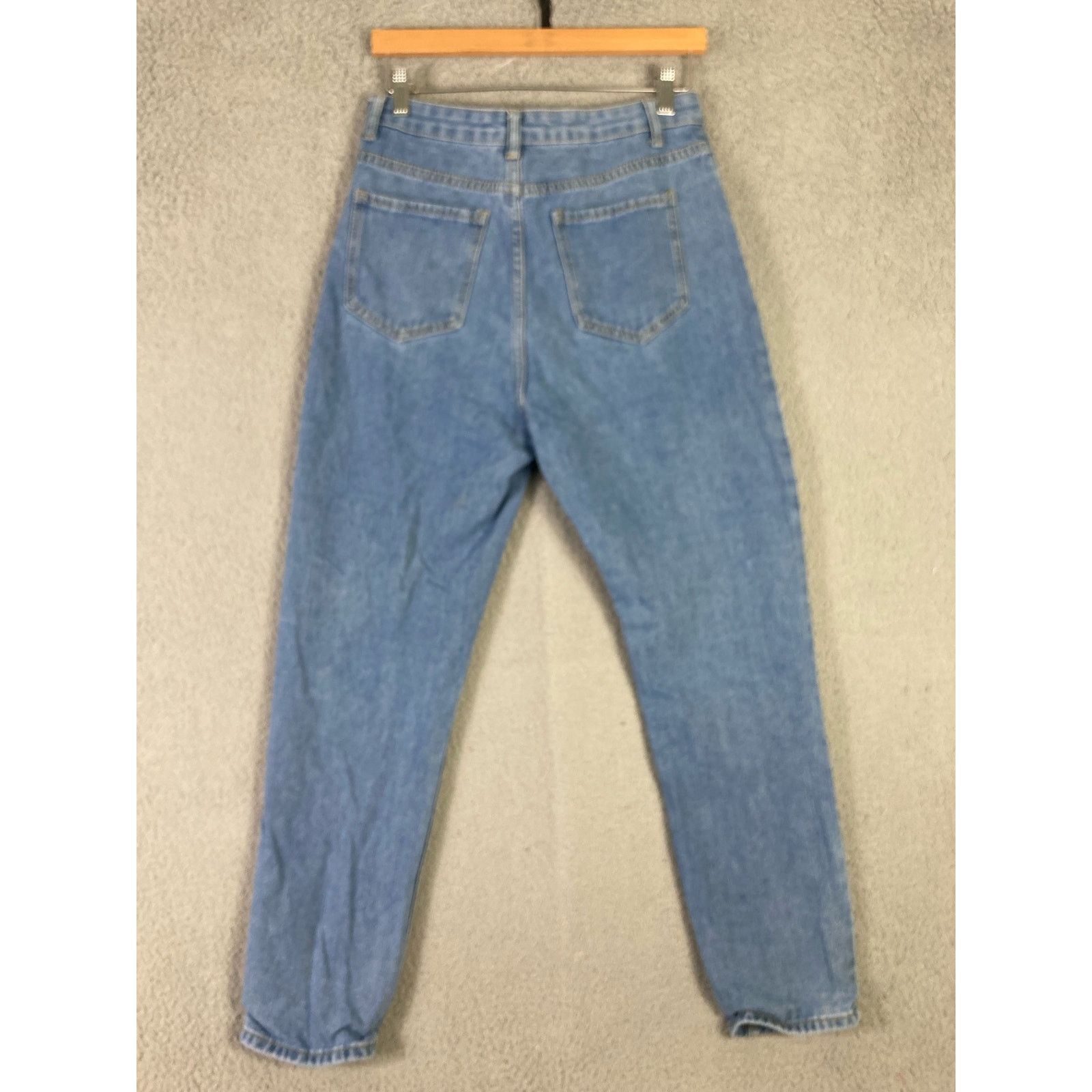 Shein Women's High Waisted Distressed Straight Leg Jeans Blue 28 M Size 28" / US 6 / IT 42 - 2 Thumbnail