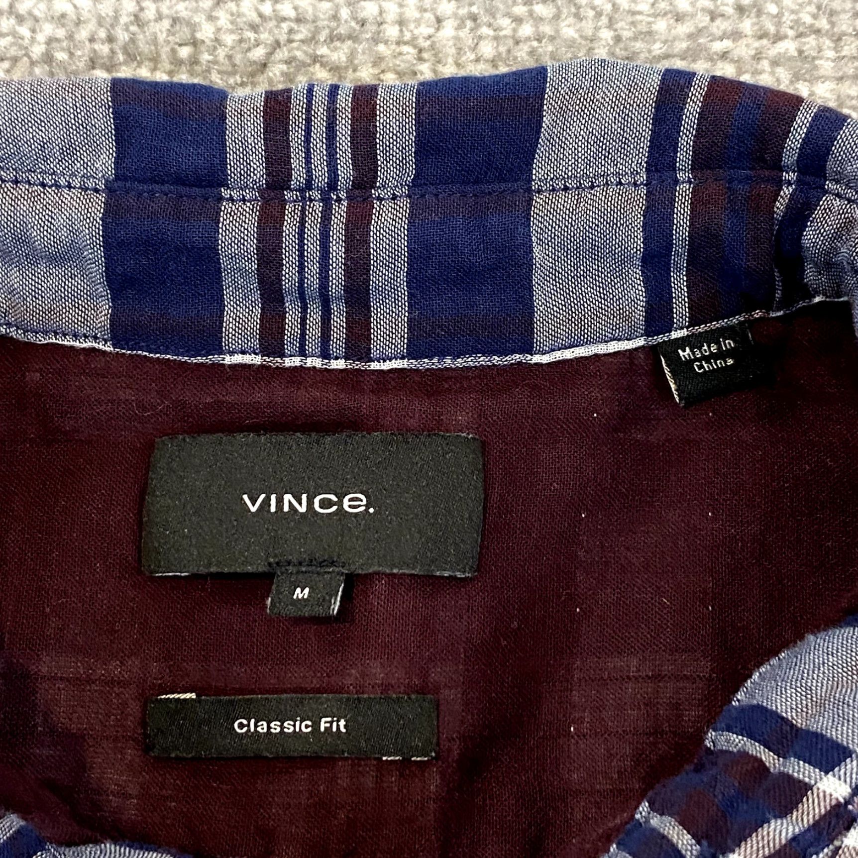 Vince VINCE Shirt Mens Medium Red White Blue Plaid Button Up Dress Casual Collared L/S Size US M / EU 48-50 / 2 - 3 Thumbnail