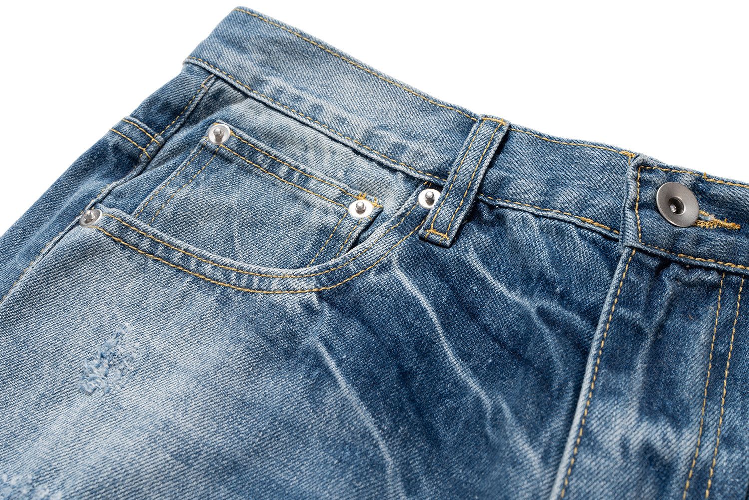Japanese Brand Distressed Ripped Washed Faded Blue baggyJeans Size US 33 - 4 Thumbnail