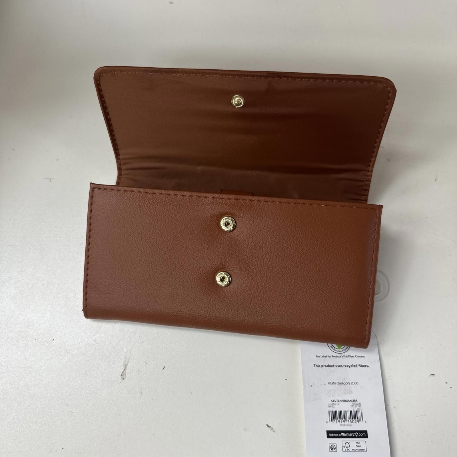 Other Time Tru Brown Faux Leather Clutch Organizer Size ONE SIZE - 3 Thumbnail