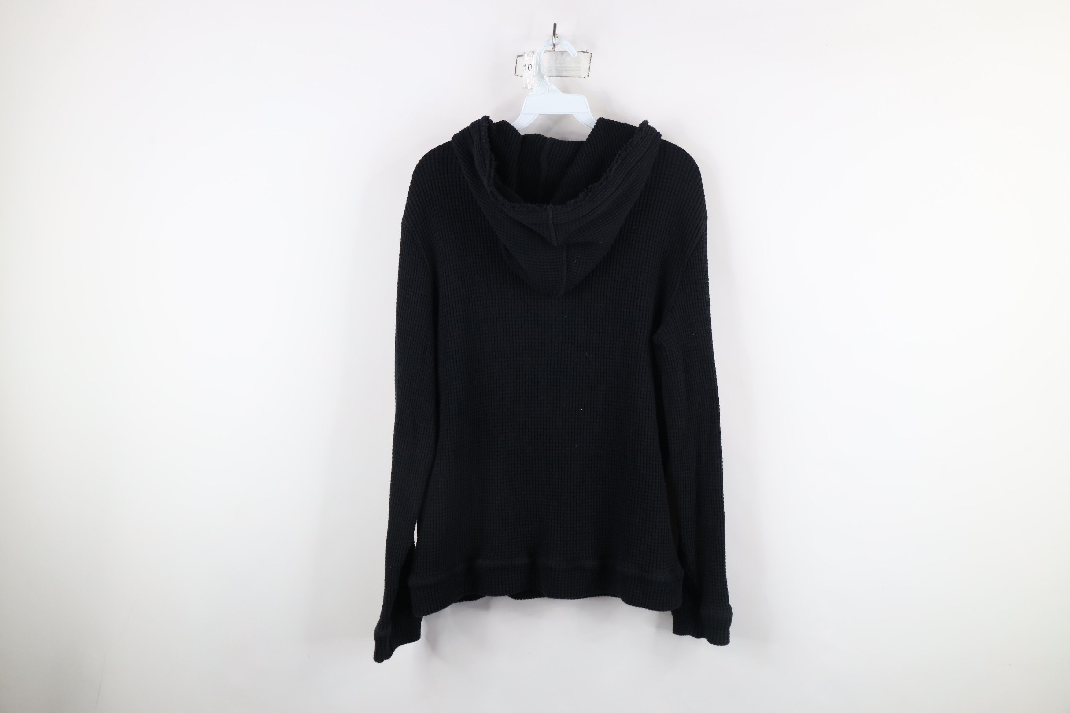 Armani Exchange × Vintage Armani Exchange Leather Trim Thermal Waffle Knit Hoodie Size US L / EU 52-54 / 3 - 12 Thumbnail