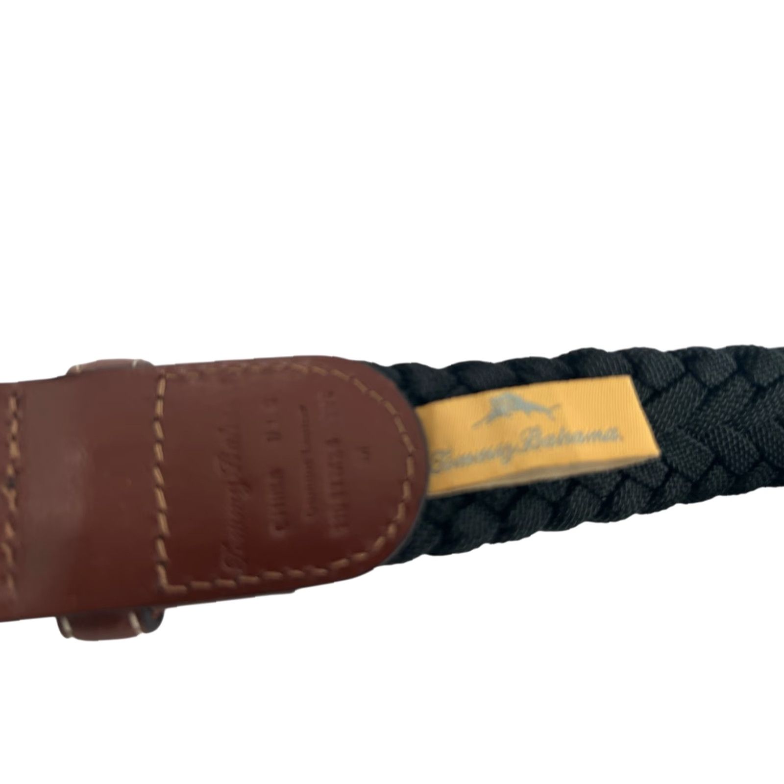 Tommy Bahama Tommy Bahama Belt Braided Leather Canvas Stretch Black/Brown XL 42" Mens Regular Waist 1.25" Reversible Dress Size ONE SIZE - 3 Thumbnail