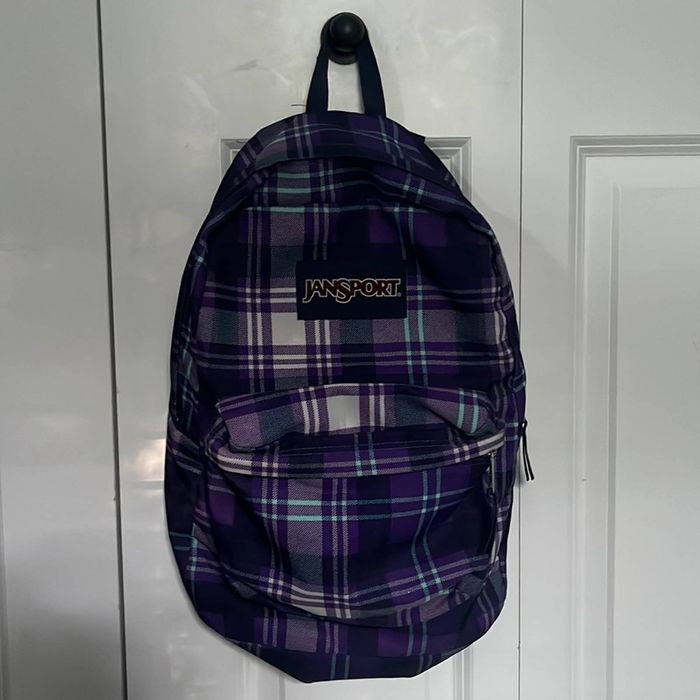 Jansport Jansport Backpack Purple Tartan Plaid Rare Pattern EUC