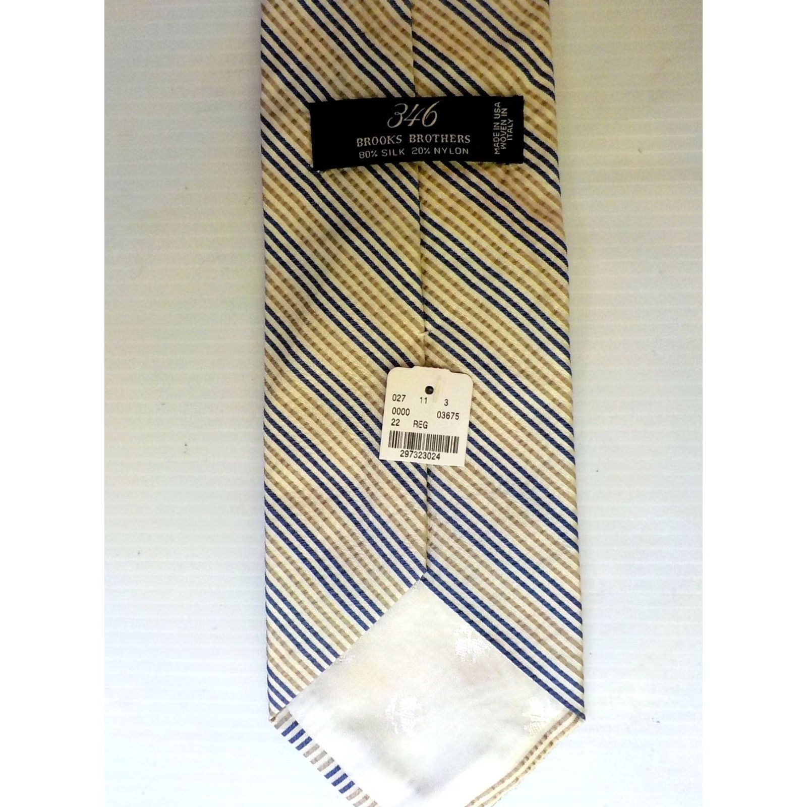 Brooks Brothers BROOKS BROTHERS Tie Striped White Gold Blue Silk/Nylon NWT Classic 58in 3.75in Mens Size ONE SIZE - 2 Thumbnail