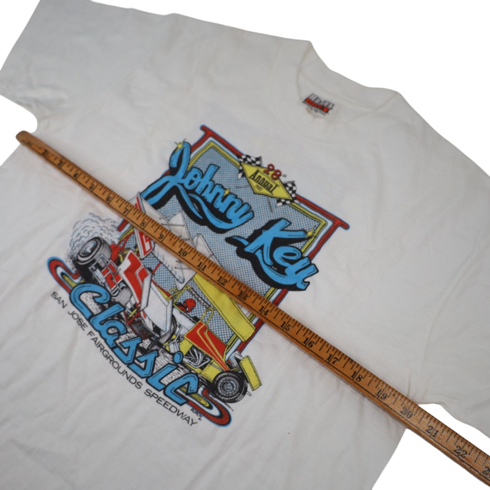 Vintage VTG 80sJohnny Key Classic Sprint Car Racing Graphic T Shirt Size US L / EU 52-54 / 3 - 8 Thumbnail