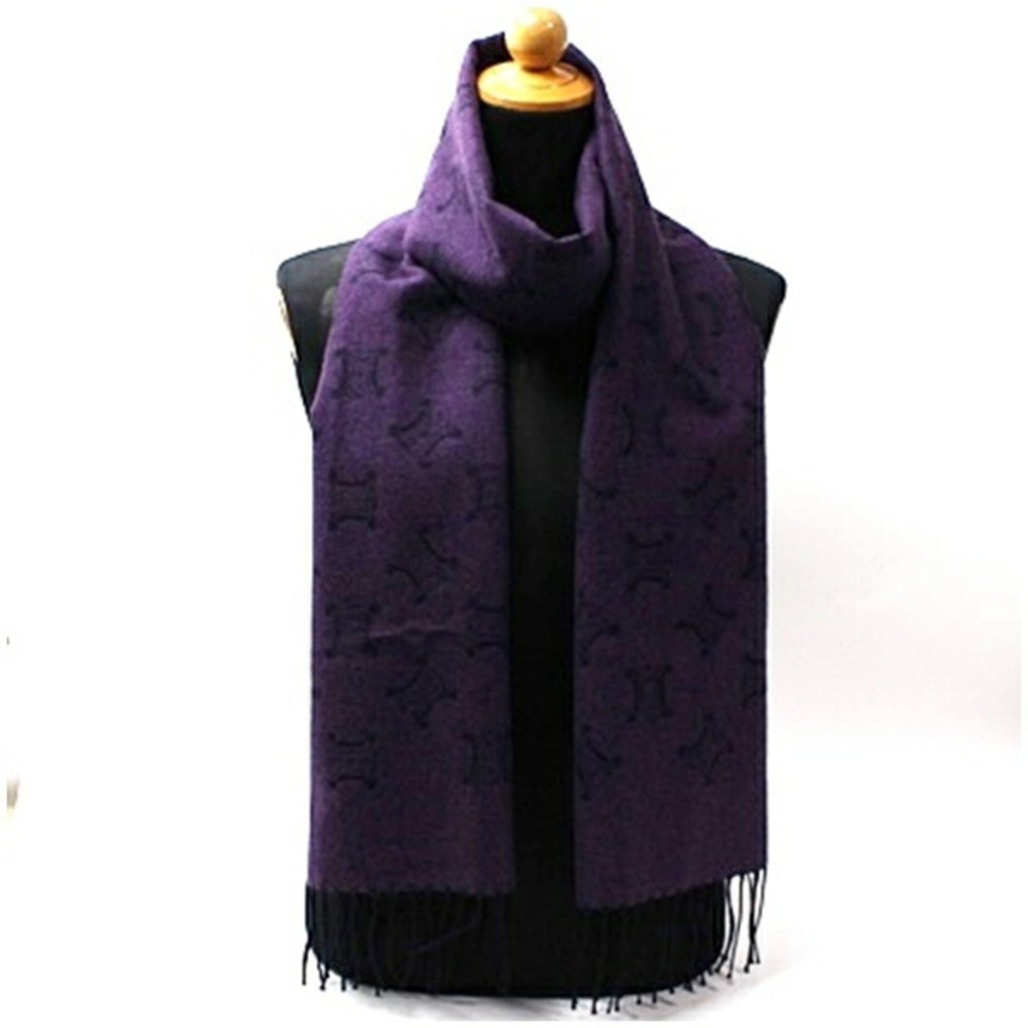 Celine Celine wool scarf, purple and black, 190 x 33 cm, CELINE, women's. Size ONE SIZE - 1 Thumbnail