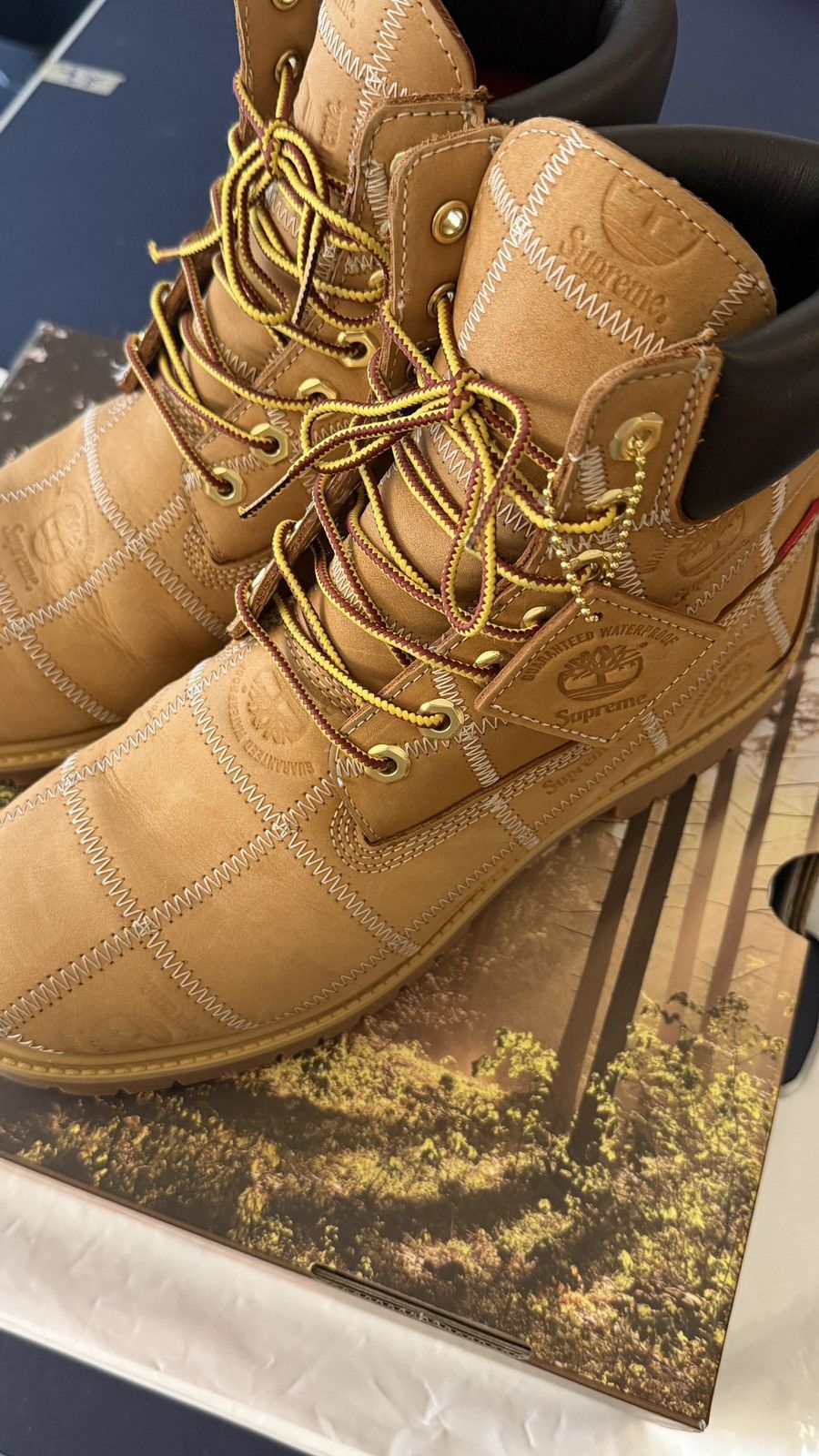 Supreme × Timberland SupremeXTimberland Premium Mid Lace Waterproof Wheat Nubuck Size US 8.5 / EU 41-42 - 2 Thumbnail