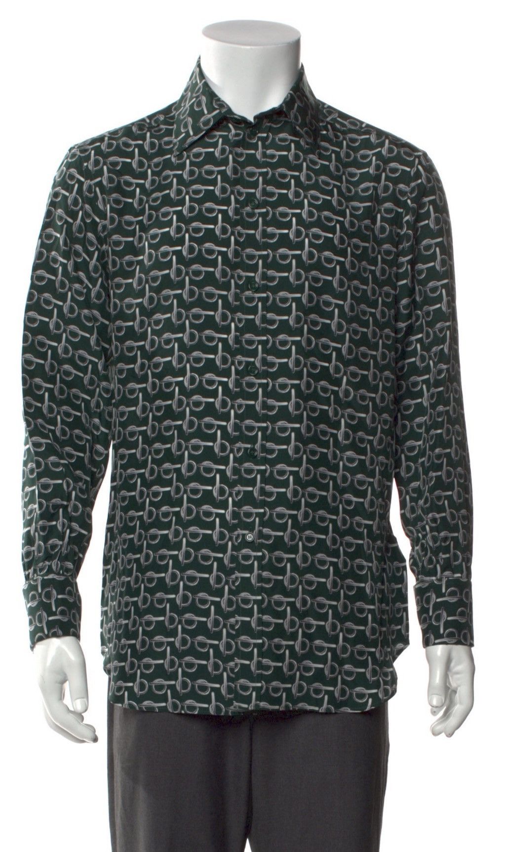 Burberry BURBERRY Monogram B Silk Print Long Sleeve Shirt Size US L / EU 52-54 / 3 - 2 Thumbnail