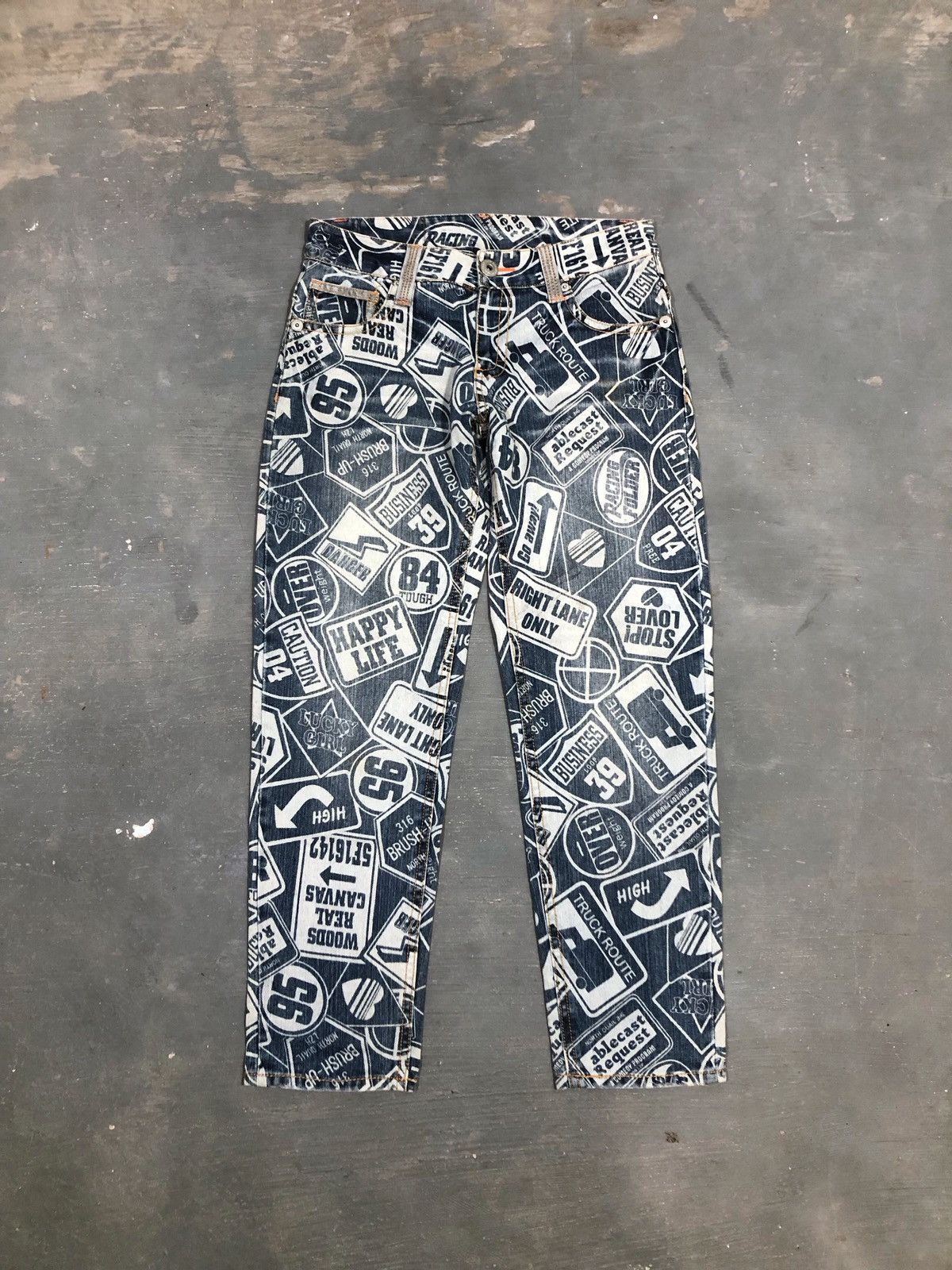 image of Hysteric Glamour x If Six Was Nine Japanese All Over Print Denim in Blue, Men's (Size 31)