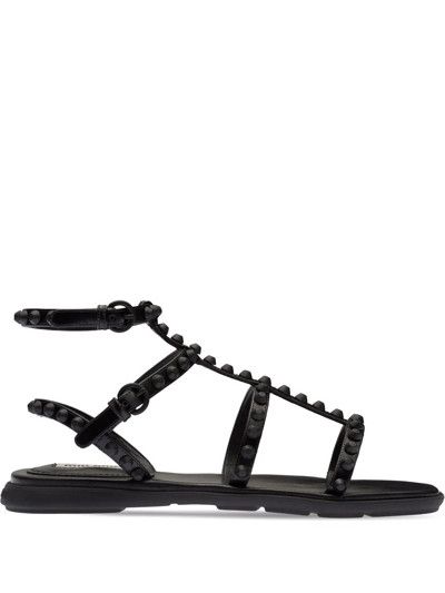 Miu Miu o1la1rc1a0724 Flat Sandals in Black Size US 9 / IT 39 - 1 Thumbnail