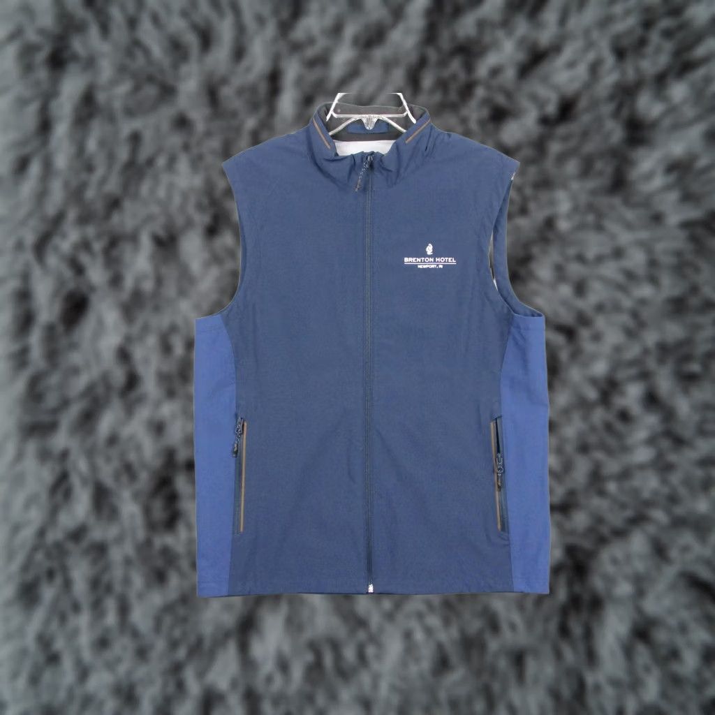 Vineyard Vines Vineyard Vines Jim Nantz by Vineyard Vines Mens Small Brenton Hotel Newport RI Blue Softshell Vest Zip Front Pockets Stand-Up Collar Golf Size US S / EU 44-46 / 1 - 1 Thumbnail