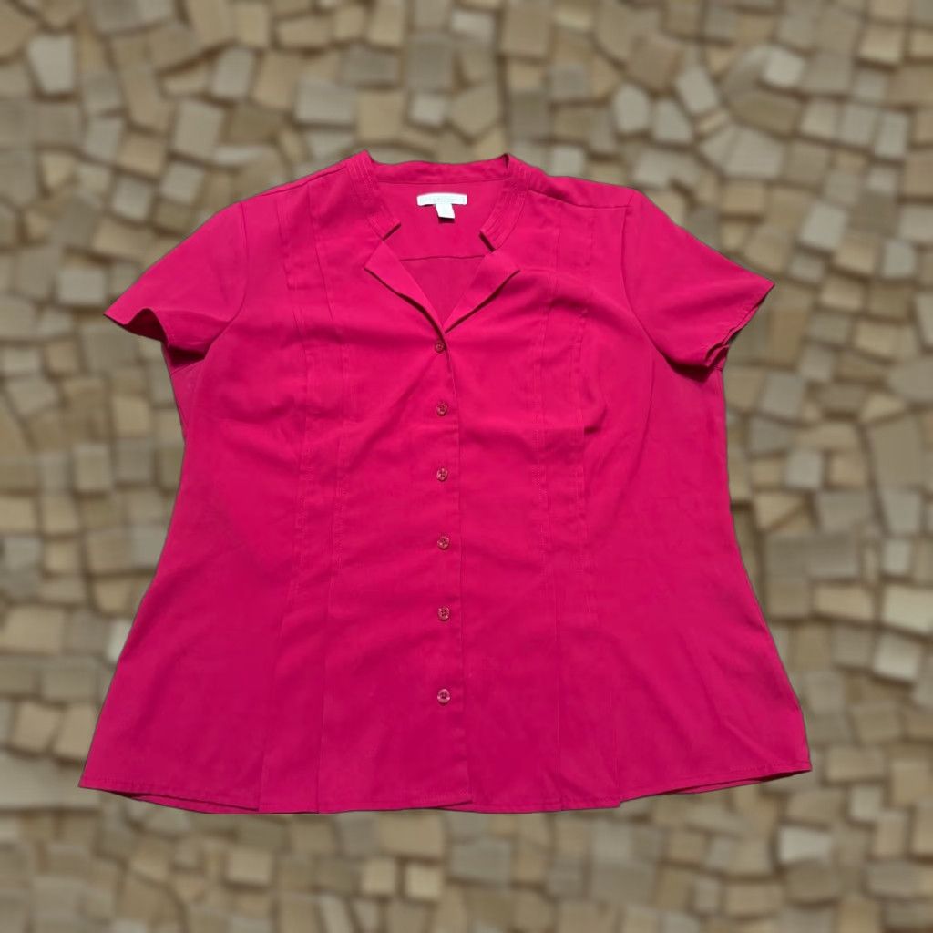 Vintage Dana Buchman Shirt Women L Red Short Sleeve Button-Up Vintage No Size L / US 10 / IT 46 - 1 Thumbnail
