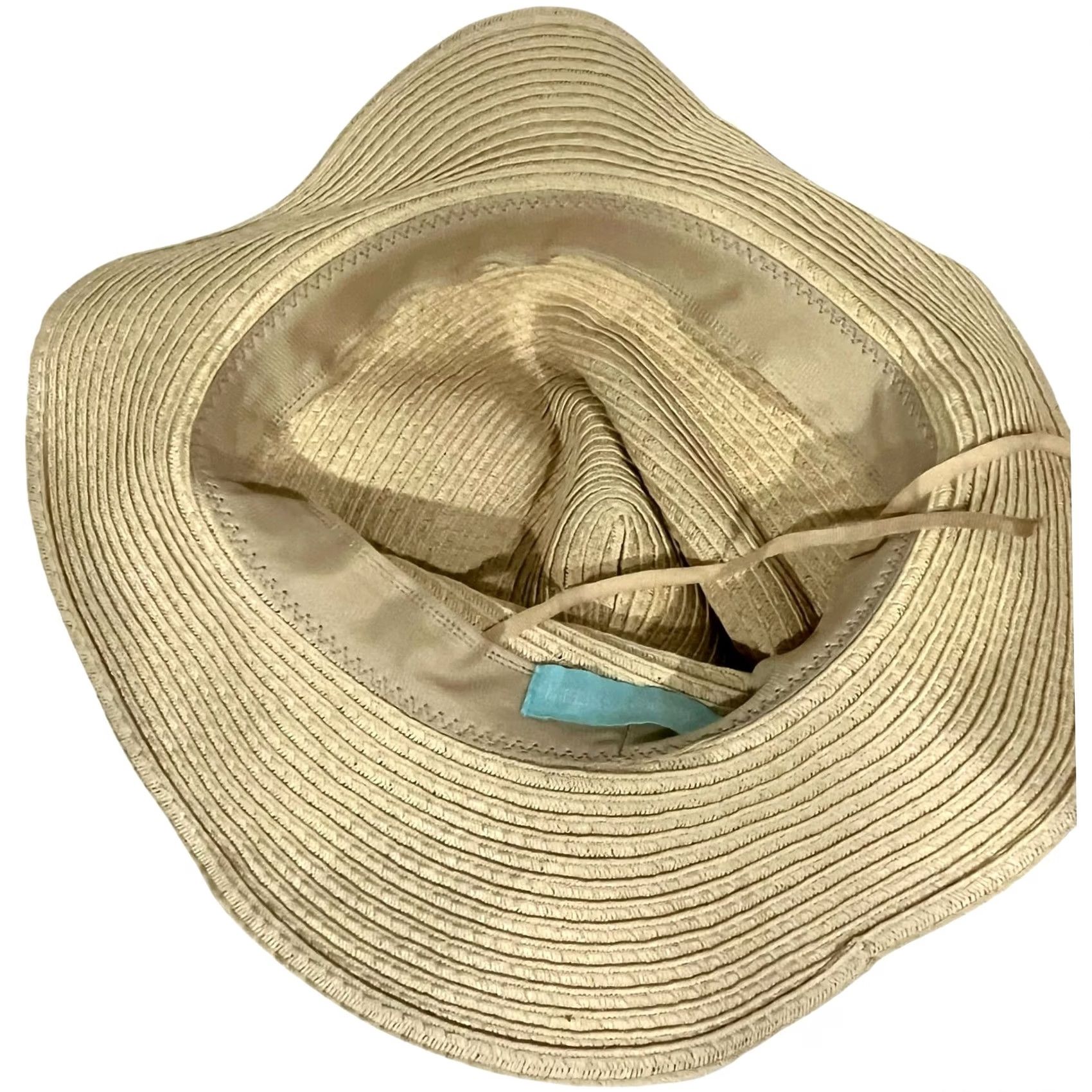 Vintage Melissa Odabash Straw Sun Hat Fedora Beige Brown Band w/ Buckle Womens One Size Adjustable Sun Hat Summer Beach Casual Travel Women Size ONE SIZE - 7 Thumbnail