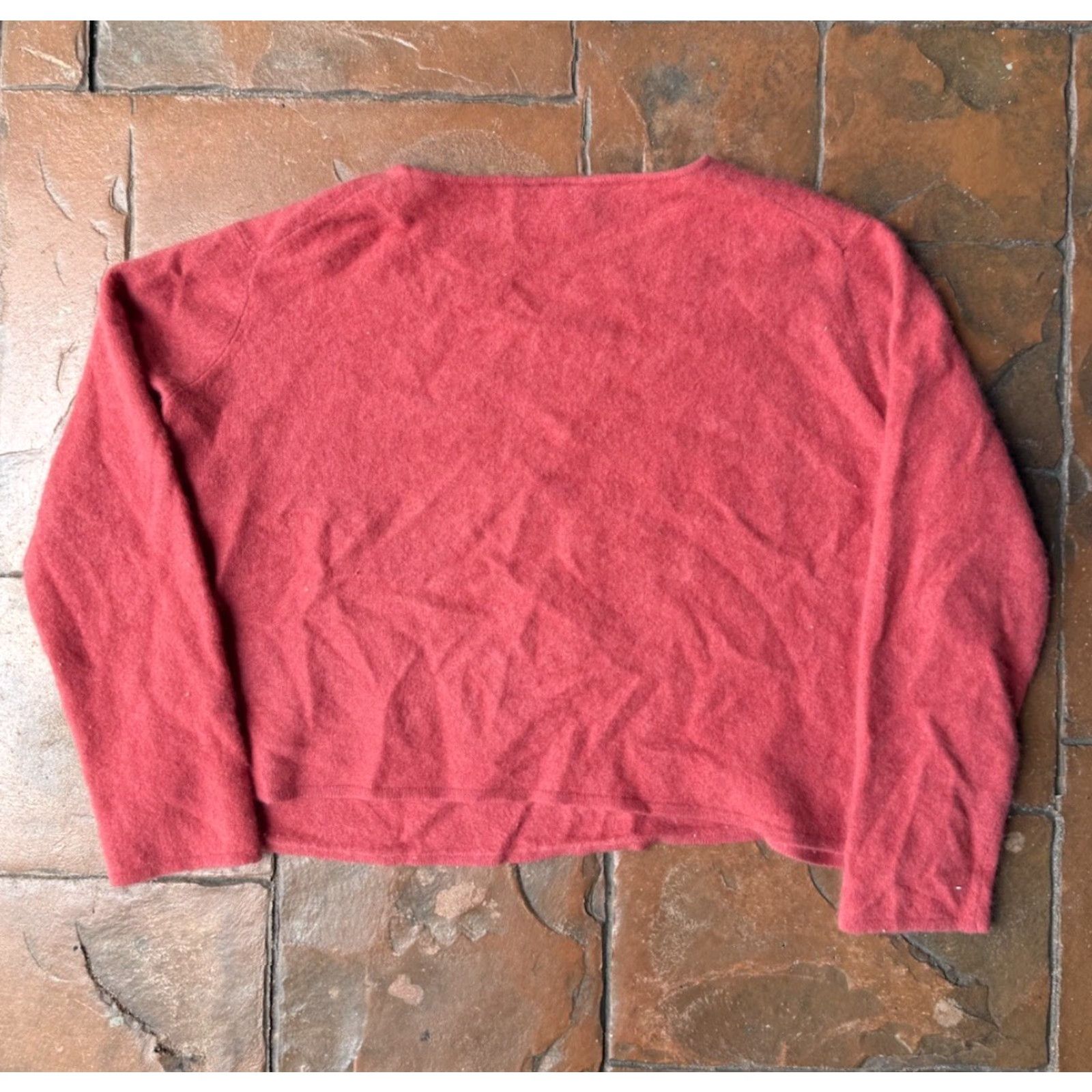 Vintage VINTAGE Mark Fore & Strike 100% Cashmere Cropped Sweater Women XL Red Pullover V-Neck Long Sleeve Relaxed Fit 80s 90s Classic Mens Womens Size XL / US 12-14 / IT 48-50 - 3 Thumbnail