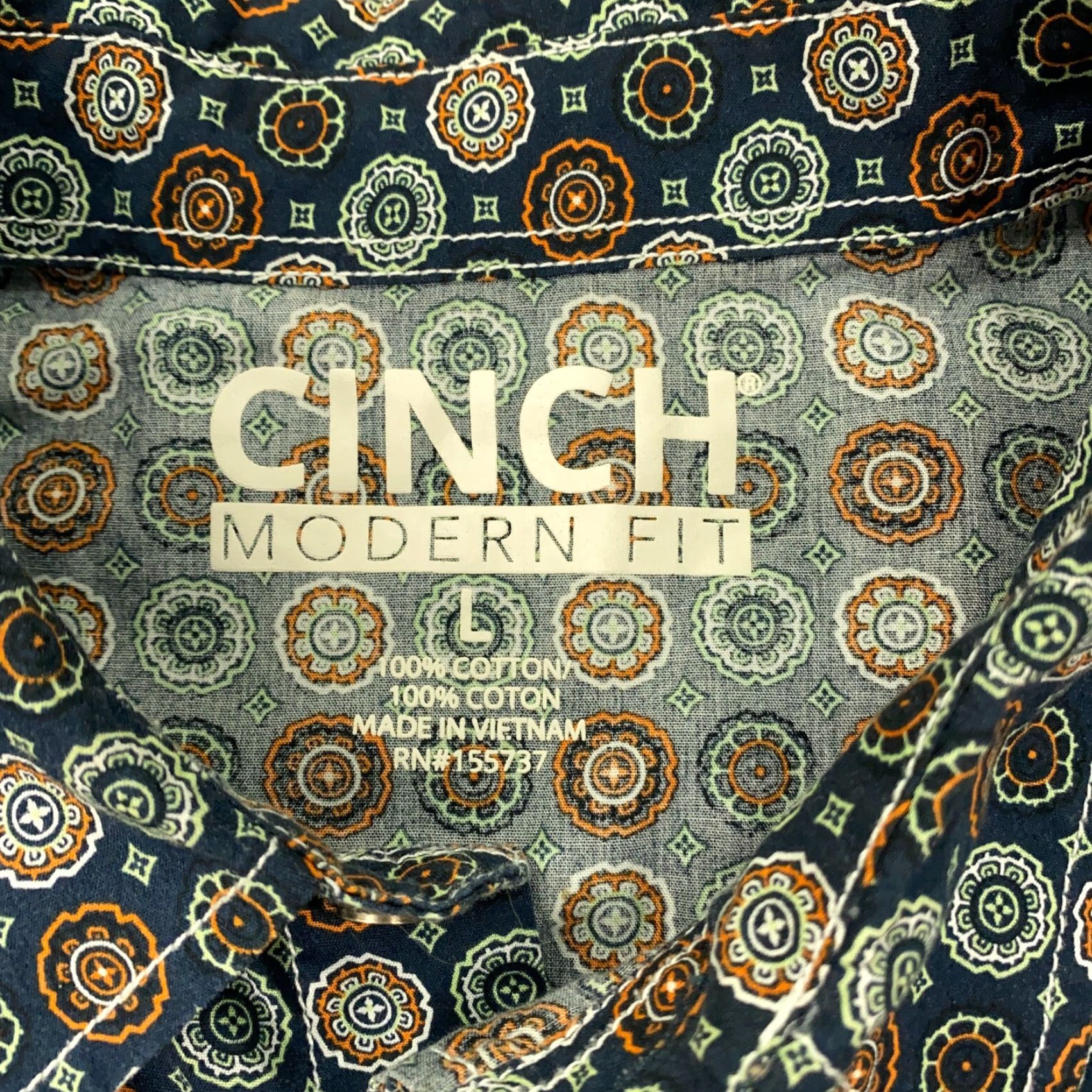 Vintage Cinch Western Shirt Geometric Print Blue Long Sleeve Pearl Snap Mens Large Pockets - Cotton, Button-Up, Casual Casualwear Size US L / EU 52-54 / 3 - 7 Thumbnail