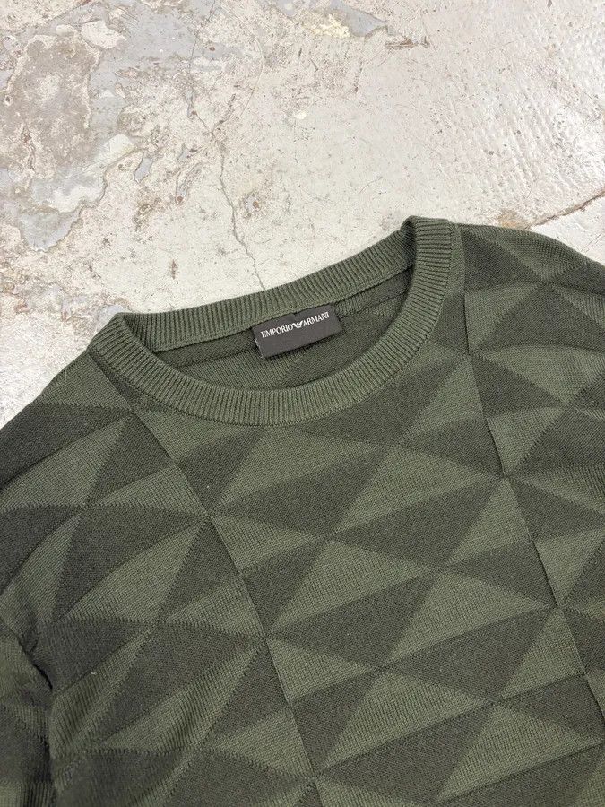 Emporio Armani FW2019 Emporio Armani Olive Green Geometric Wool Sweater Size US S / EU 44-46 / 1 - 5 Thumbnail