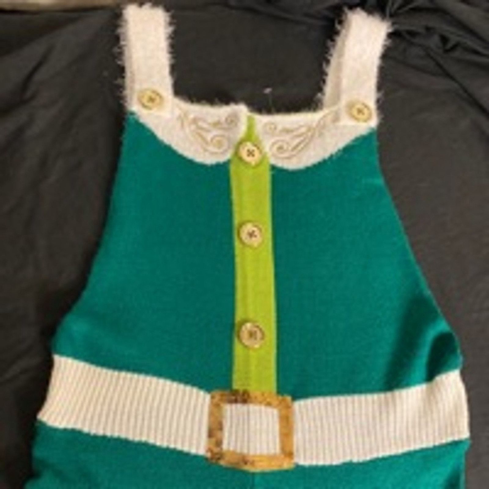 Other Y2K Striped Knit Jumpsuit Retro Green Wide Leg Overalls S Size 24" / US 00 / IT 34 - 4 Thumbnail