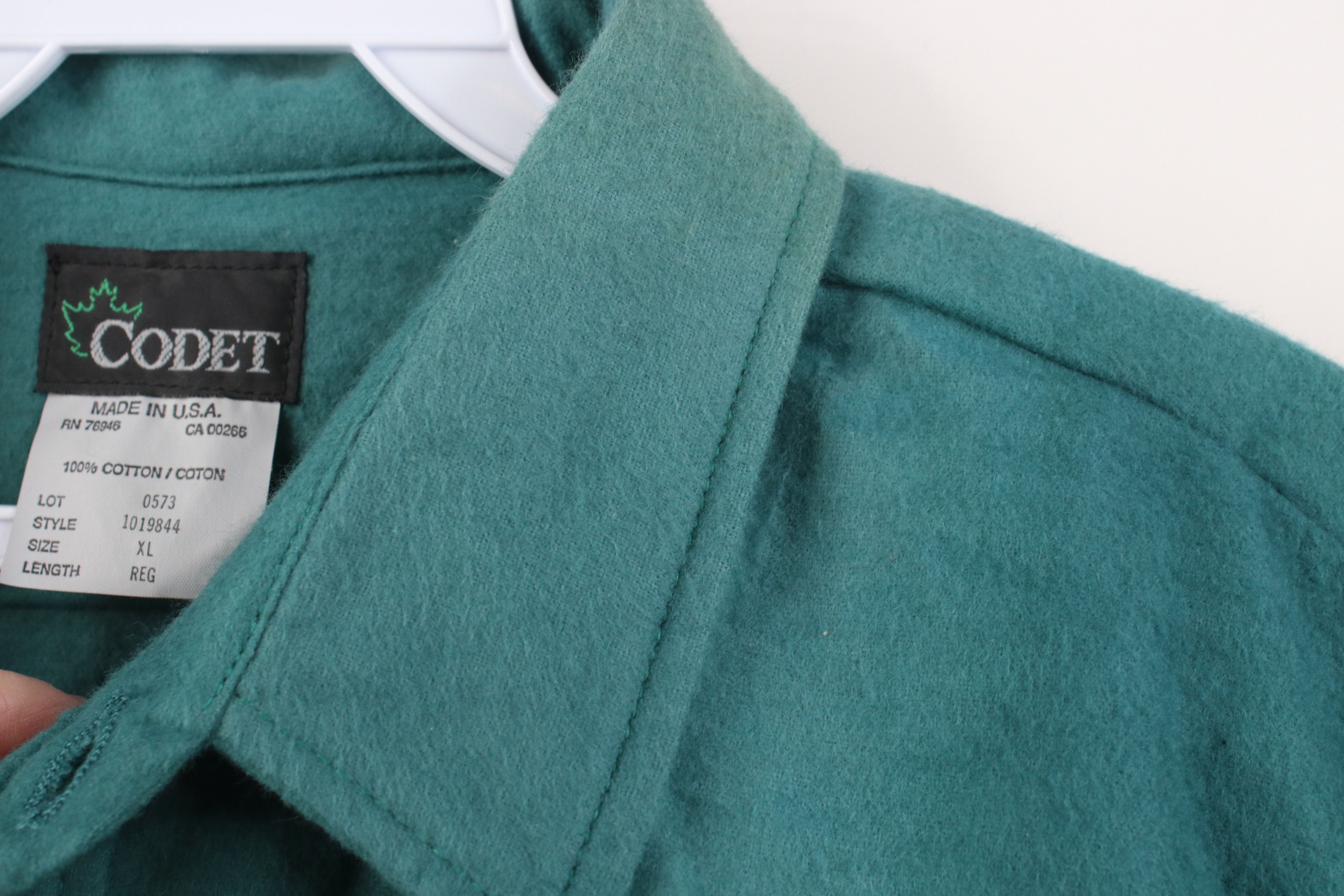 Vintage Deadstock Vintage 70s 80s Cloth Button Shirt Green USA Size US XL / EU 56 / 4 - 12 Thumbnail