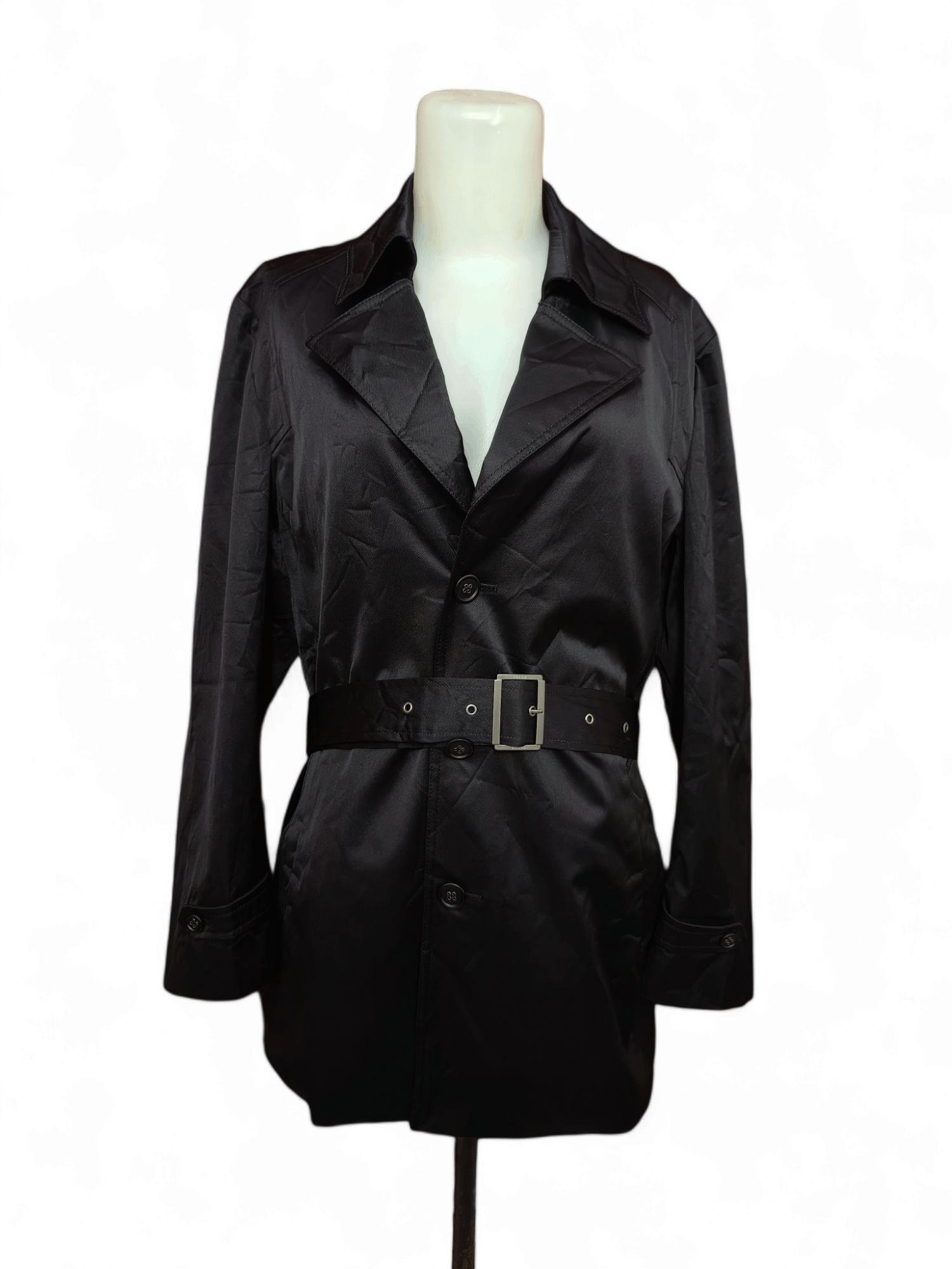 Other BASSO Women's Black Trench Coat Size L / US 10 / IT 46 - 4 Thumbnail