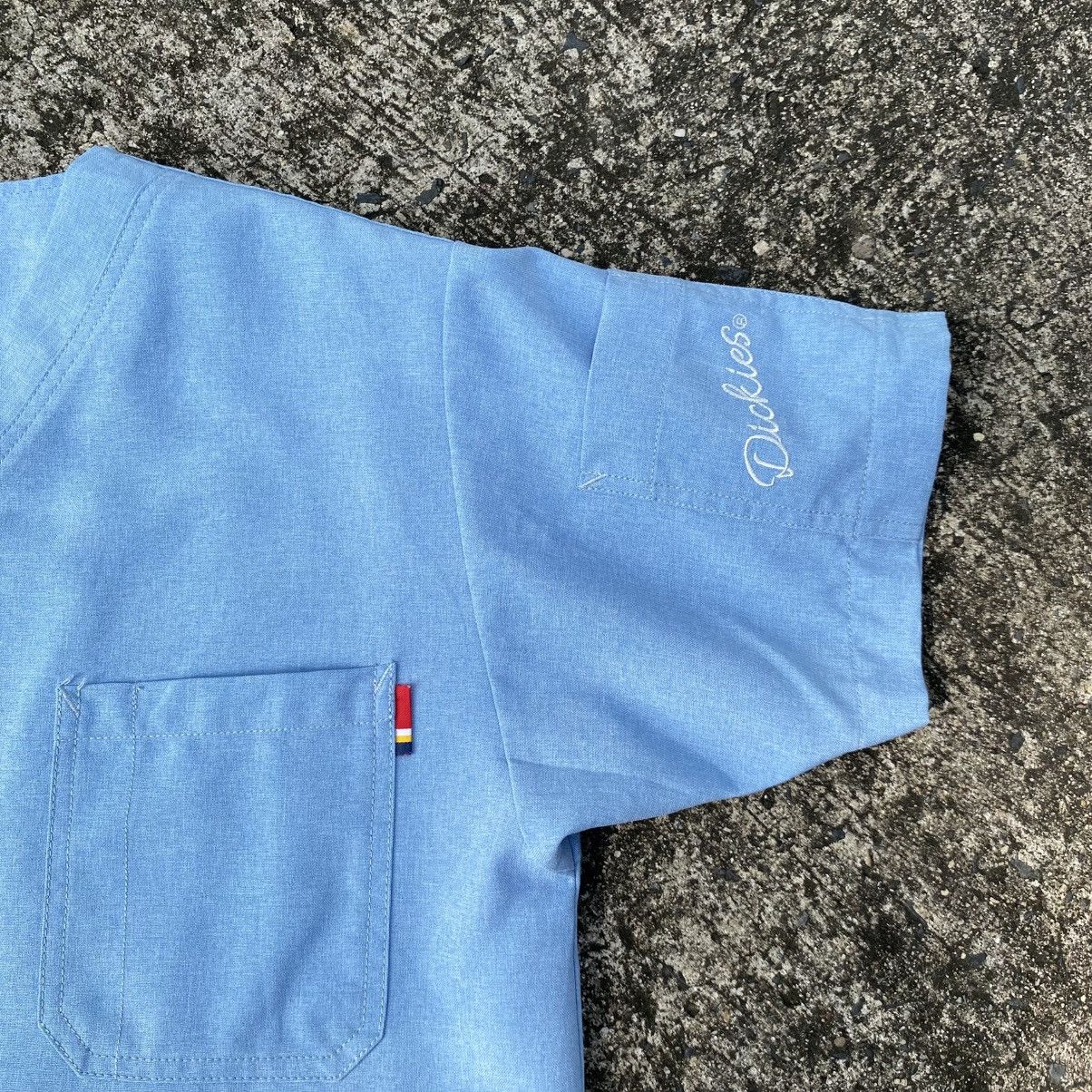 Dickies FOLK Dickles Light Blue V-Neck Scrub Top – Dickies Workwear Size S / US 4 / IT 40 - 3 Thumbnail