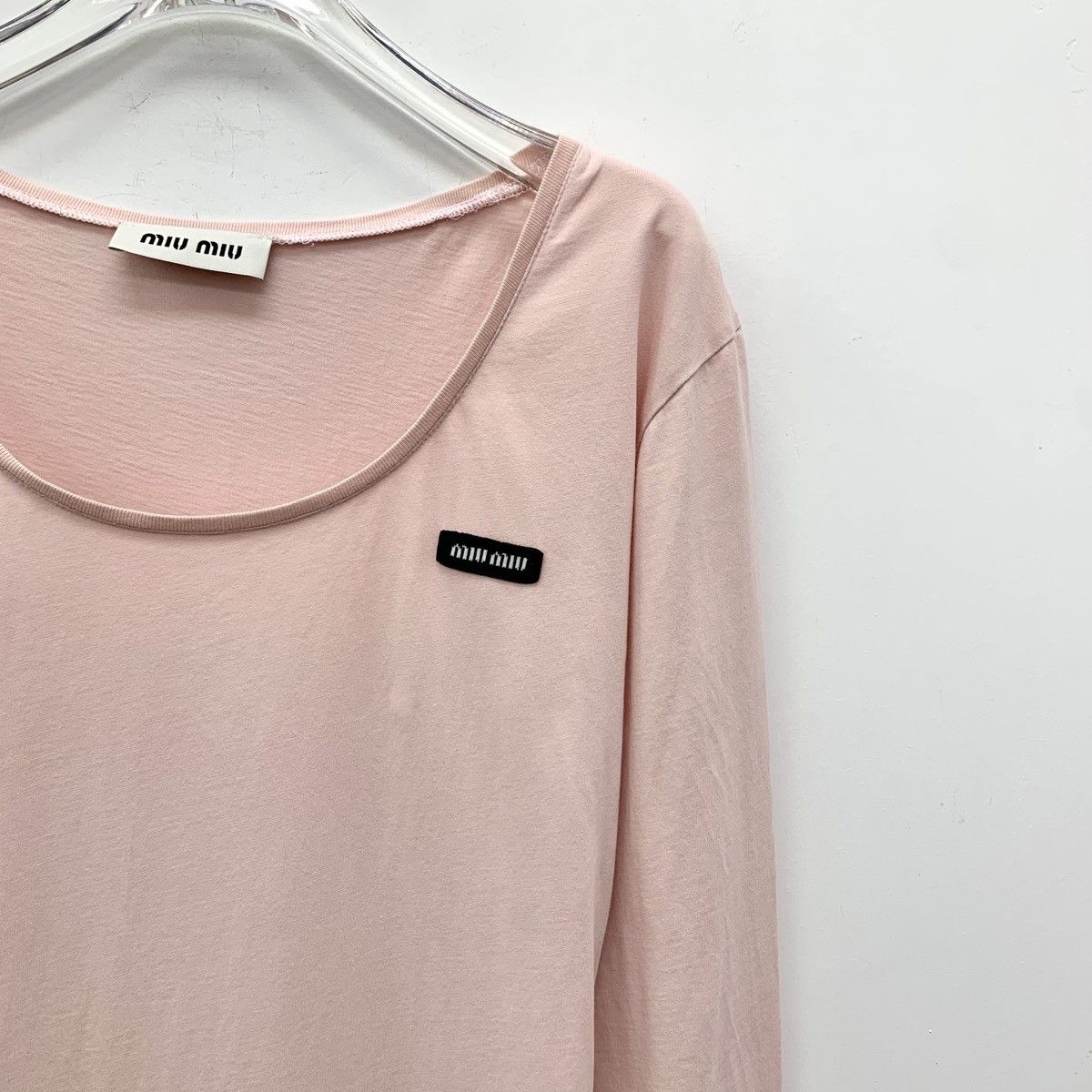 Miu Miu Miu Miu Pink Logo Embroidered Long Sleeve T-shirt K26WX Size XS / US 0-2 / IT 36-38 - 3 Thumbnail