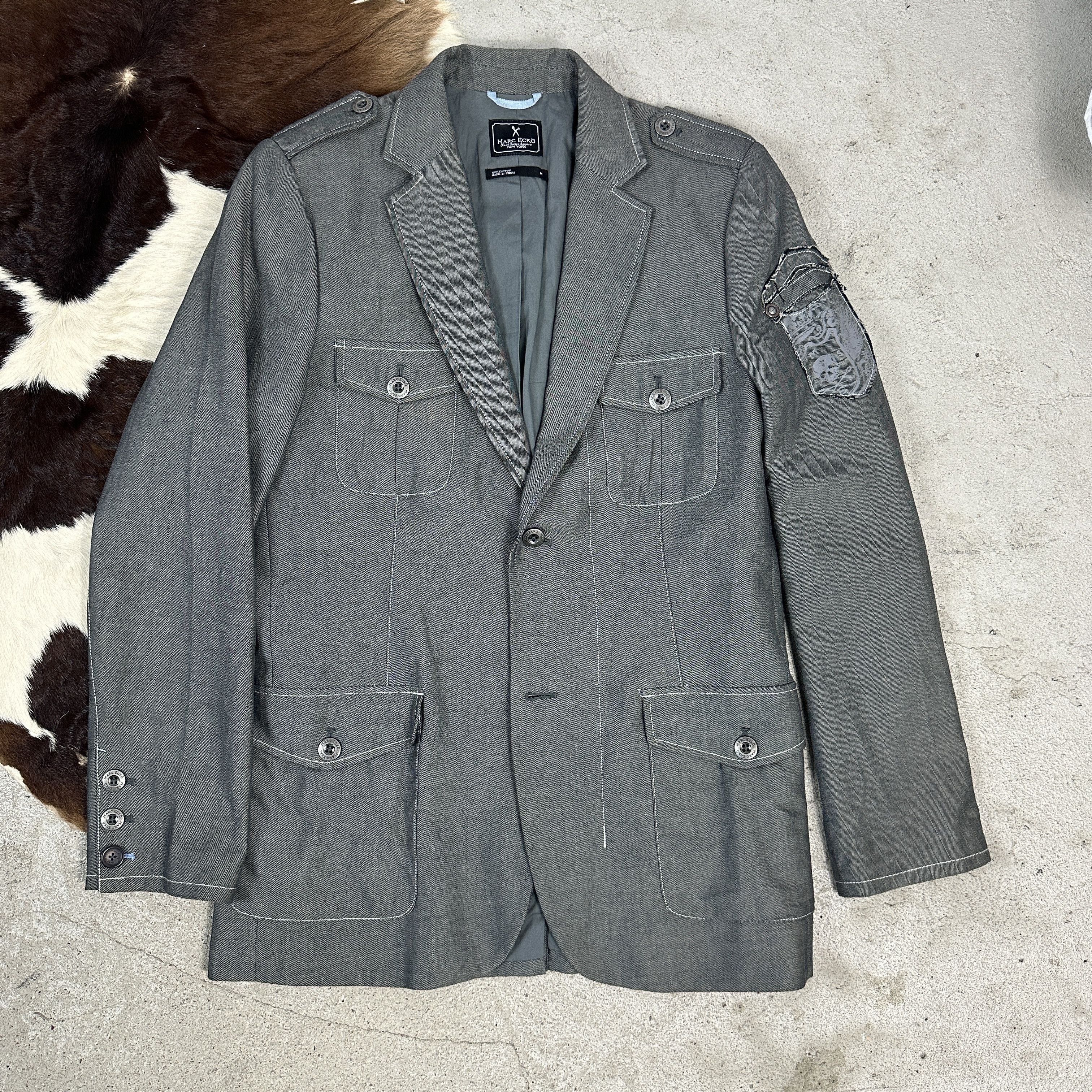 Marc Ecko × Vintage Vintage Opium Avant Garde Grunge 00s Esko Skull Suit Jacket Size US M / EU 48-50 / 2 - 6 Thumbnail