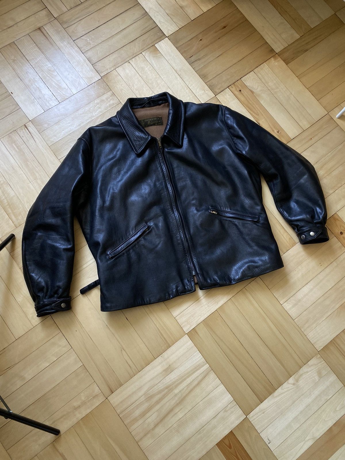 image of Fortino Made In Italy x Leather Jacket Vintage Leather Jacket Giacche Di Pelle Military in Black (S
