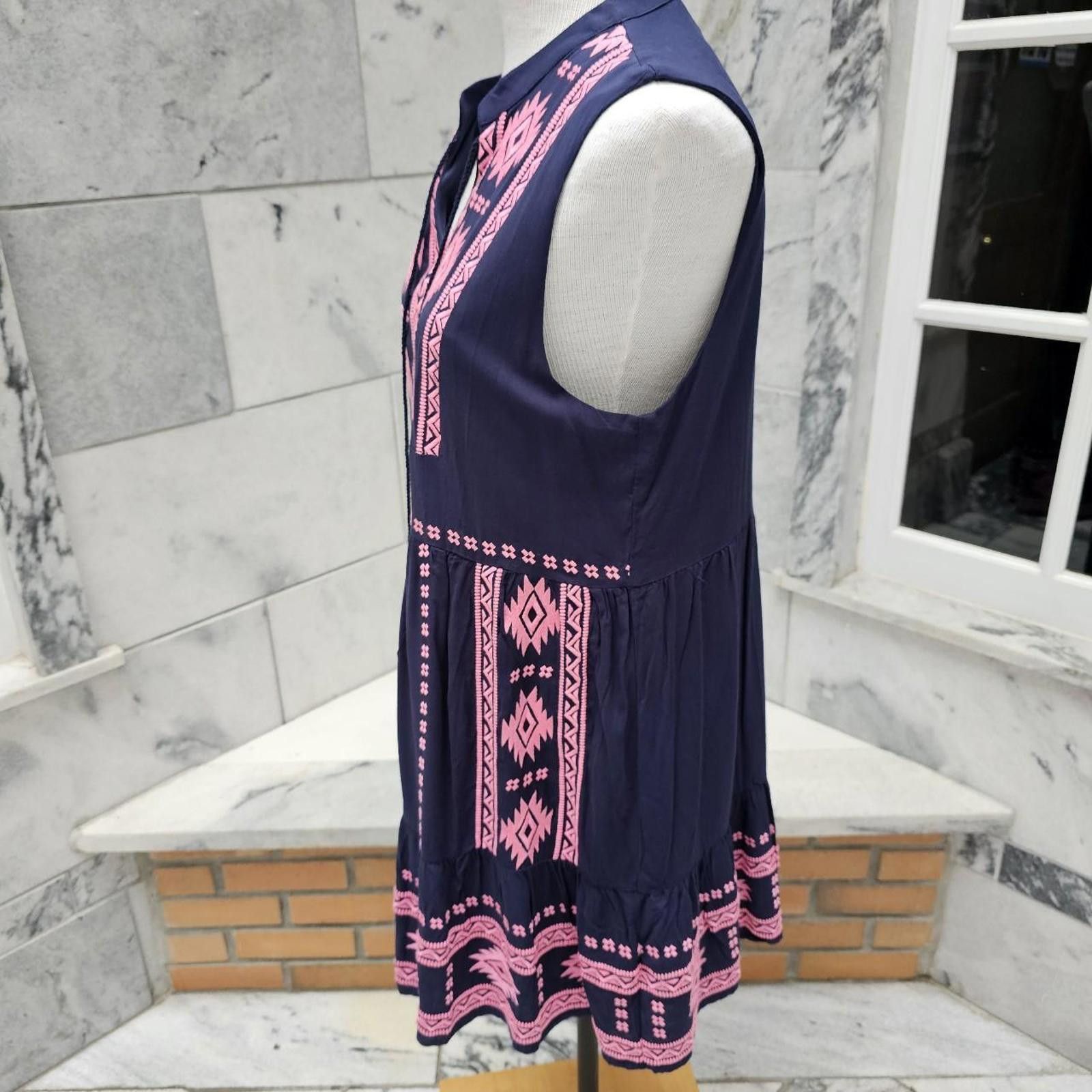 Other Women's Pink and Navy NWT Aztec Print Dress Size L / US 10 / IT 46 - 4 Thumbnail
