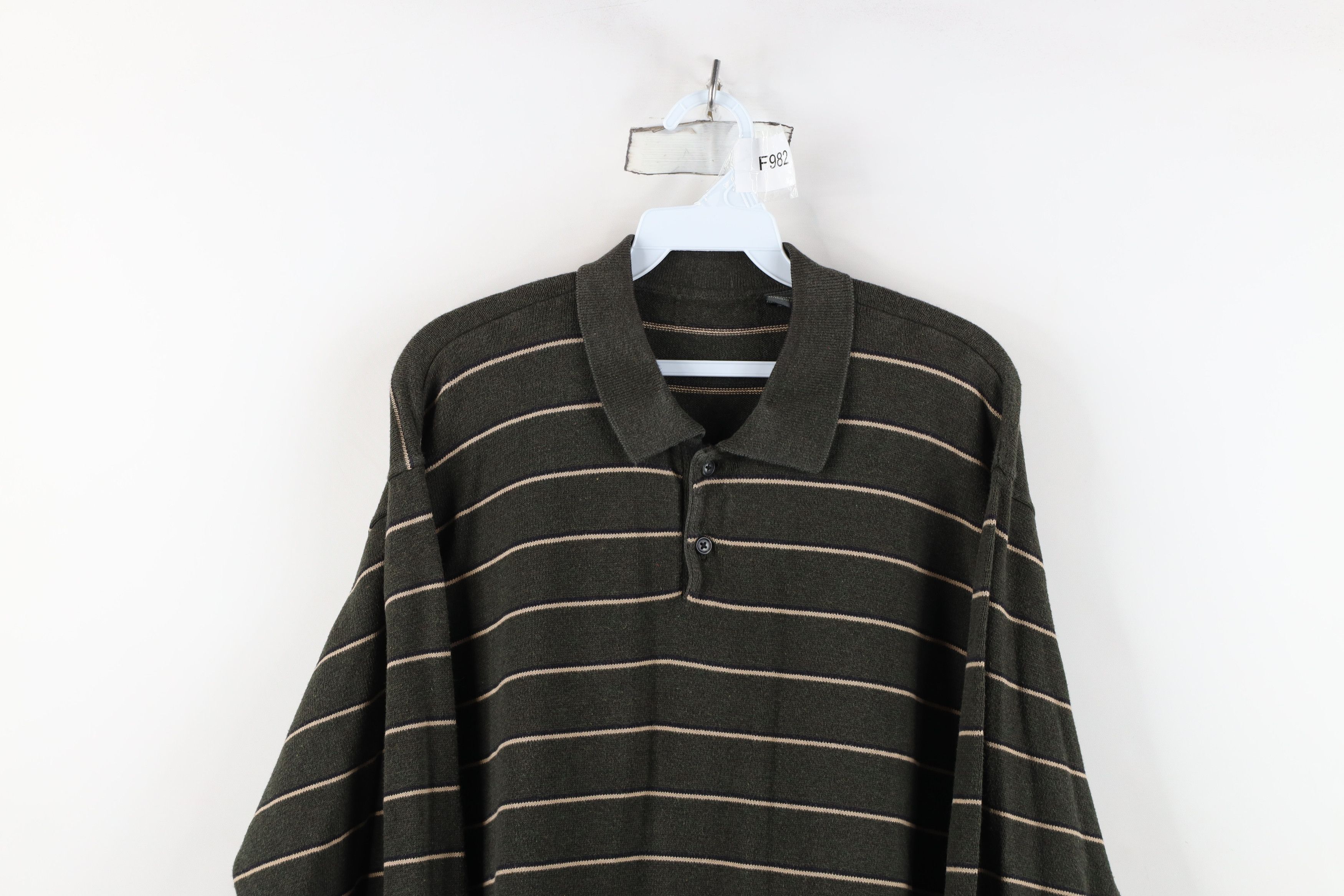 Vintage Vintage 90s Streetwear Heavyweight Knit Long Sleeve Polo Size US XL / EU 56 / 4 - 2 Thumbnail