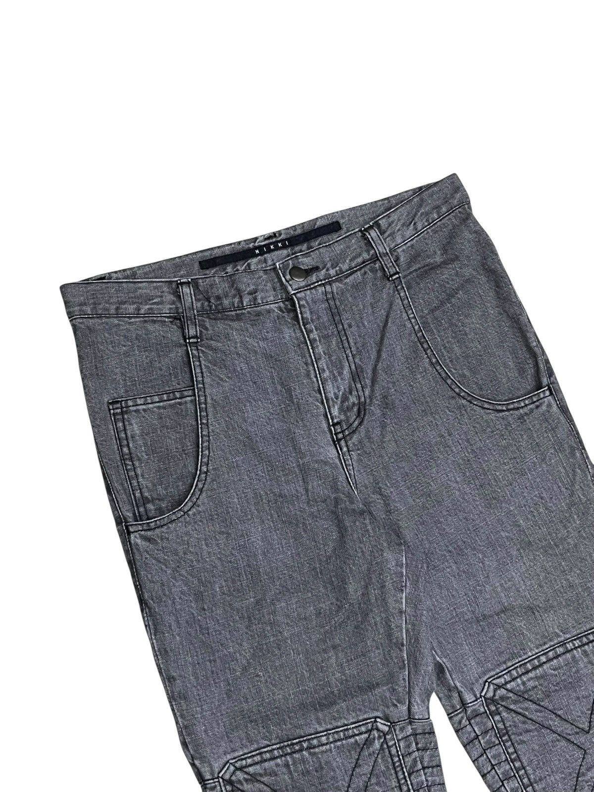 Niki Archival NIKKI Japan Heavy Cross-Stitch Moto Biker Denim Y2K Size US 29 - 7 Thumbnail
