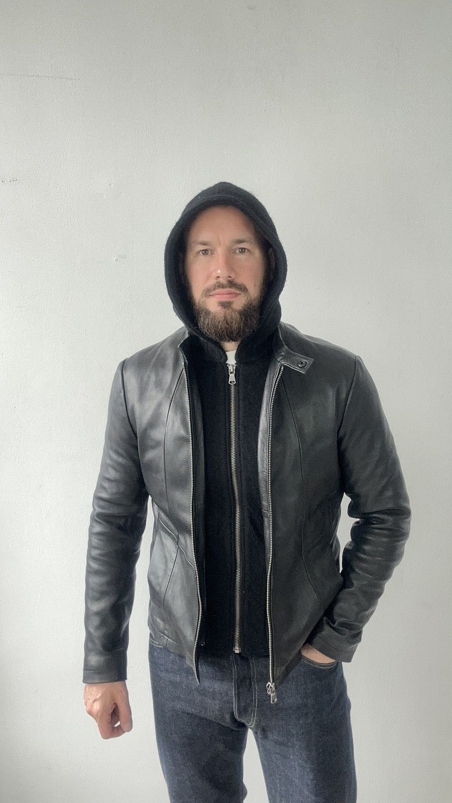 IKKS IKKS Lambskin Leather Jacket Cafe Racer Moto Biker Bomber L Size US L / EU 52-54 / 3 - 1 Thumbnail