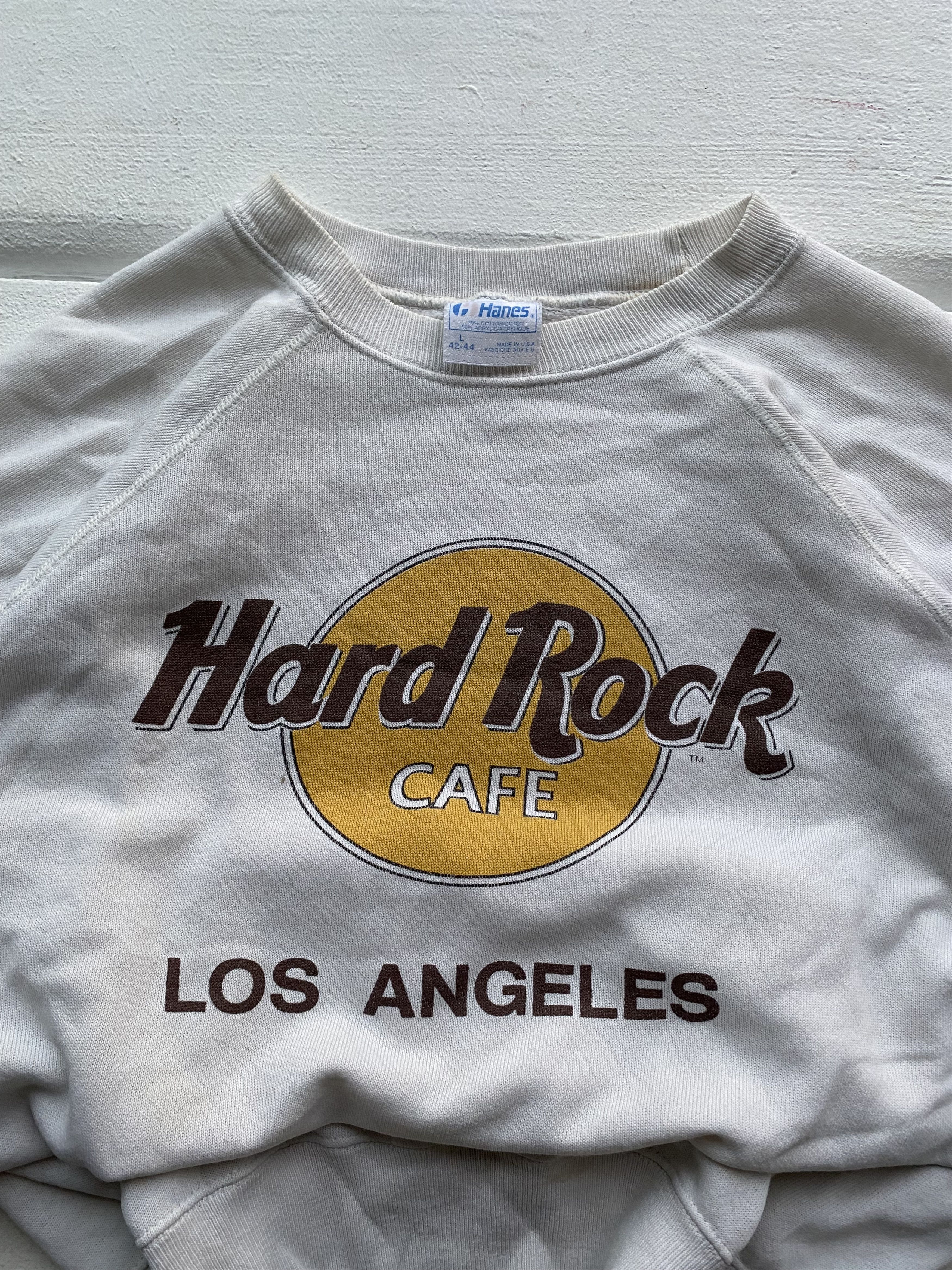 Hard Rock Cafe × Vintage 80s Hard Rock Cafe Los Angeles Archive White Sweatshirt Size US L / EU 52-54 / 3 - 3 Thumbnail