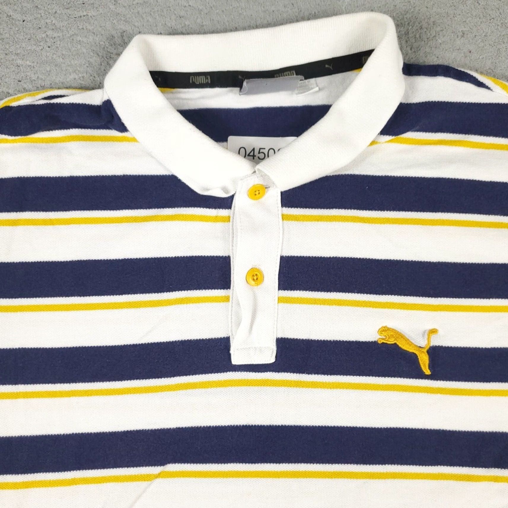 Puma PUMA Polo Shirt Adult Large Blue Striped Cotton Short Sleeve Mens Size US L / EU 52-54 / 3 - 2 Thumbnail