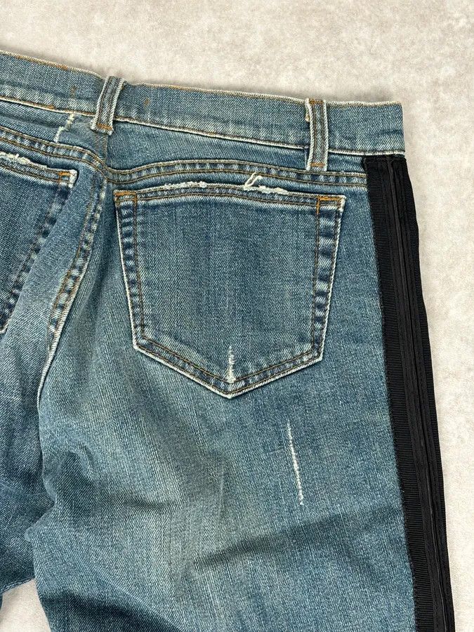 Roberto Cavalli 2000s Roberto Cavalli Blue Straight Contrast Side Stripe Denim Jeans Size US 32 / EU 48 - 8 Thumbnail