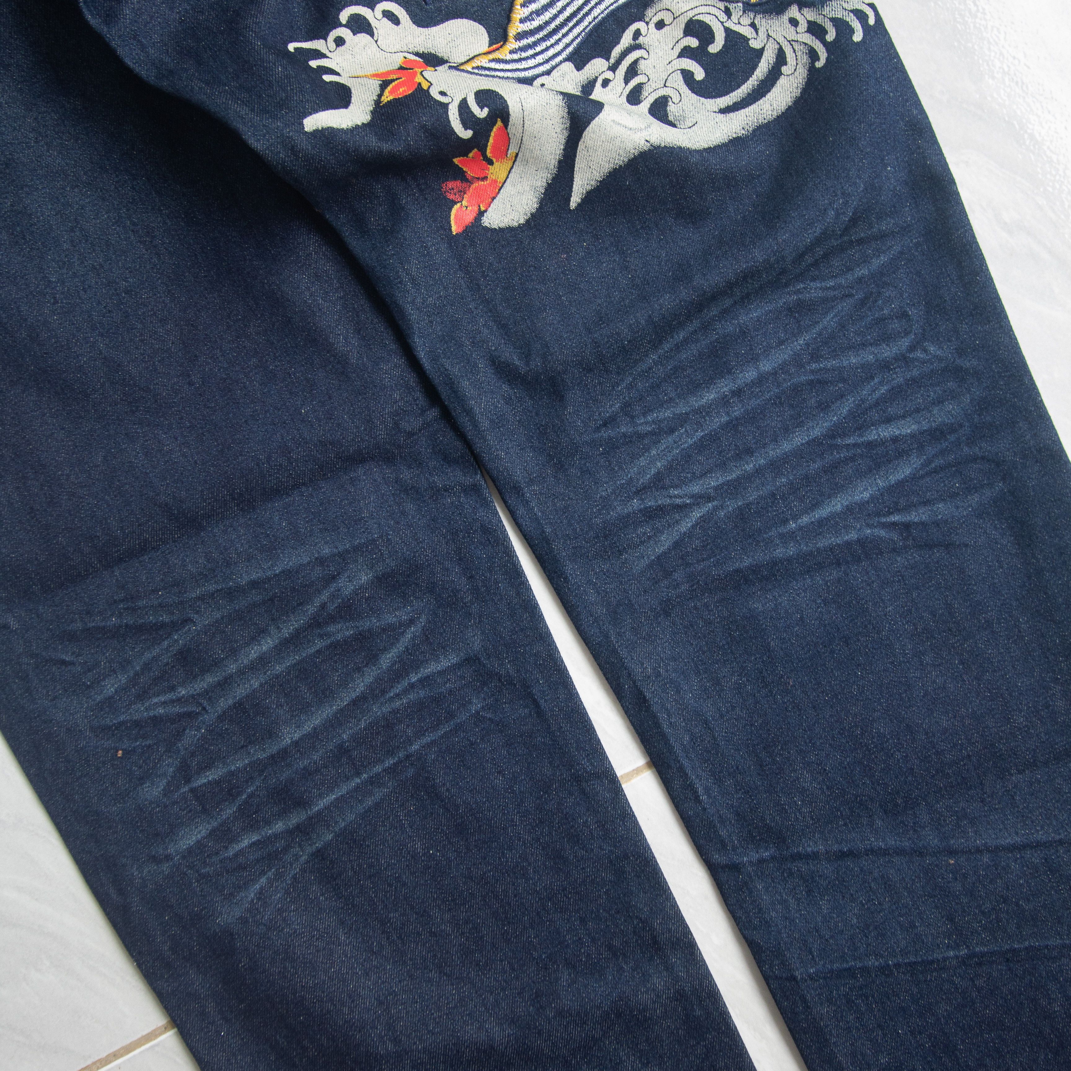 Japanese Brand BNWT KOI Sukajan Denim Embroidered Size US 33 - 9 Thumbnail