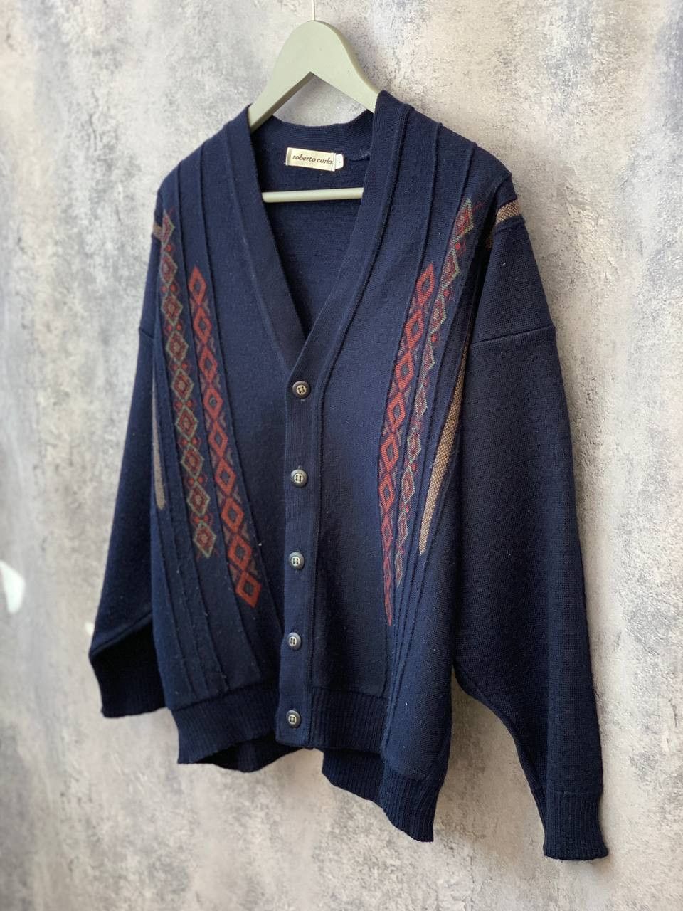 Coogi Roberto Carlo Vintage Knit Cardigan Retro 80s 90s Size US L / EU 52-54 / 3 - 2 Thumbnail