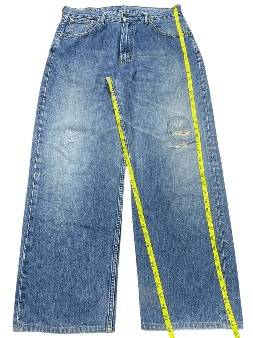 Levi's Vintage Y2K Levi's 504 Blue Washed Distressed Baggy Jeans Size US 34 / EU 50 - 10 Thumbnail