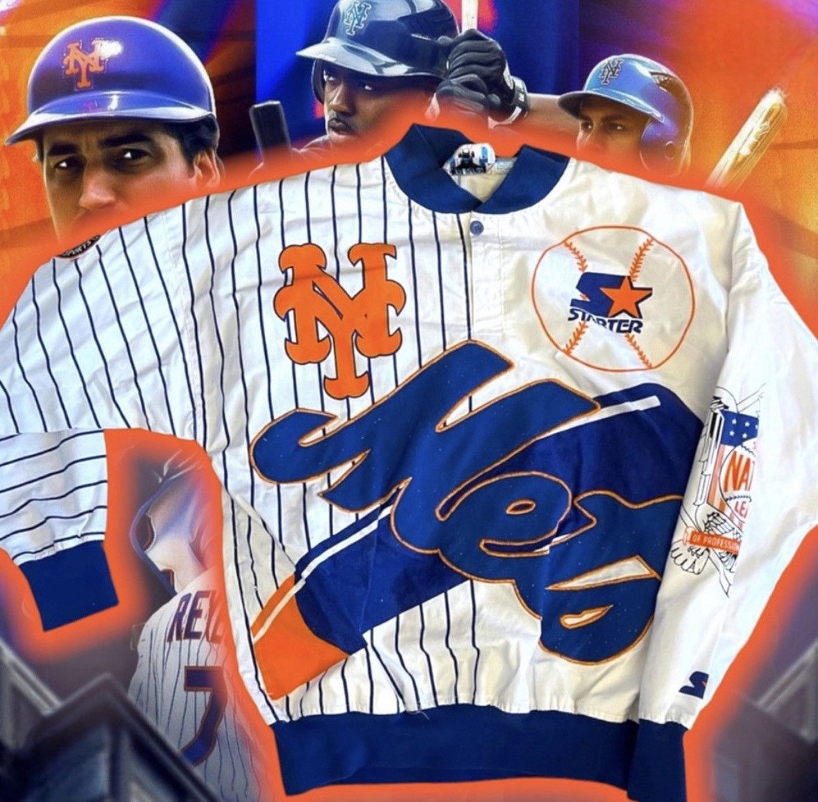 Starter 💎ViNTaGe 💎NeW YoRK MeTs ⚾️ BiG LoGo STaRTeR ⭐️ PuLLoVeR 🧢🧥 Size US L / EU 52-54 / 3 - 1 Thumbnail