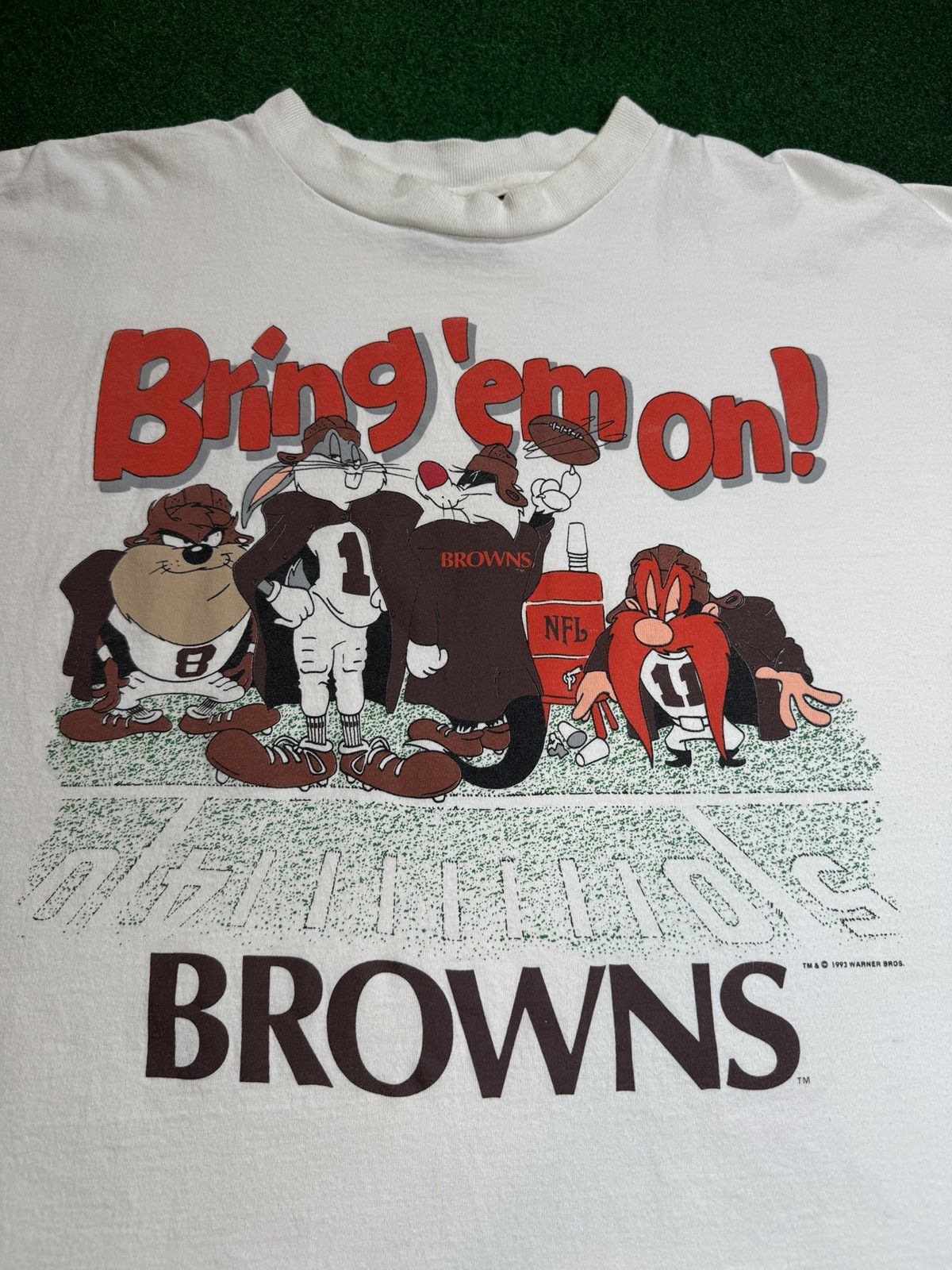Vintage Vtg 90s Cleveland Browns Looney Tunes One Size 2XL T Shirt Size US XXL / EU 58 / 5 - 2 Thumbnail