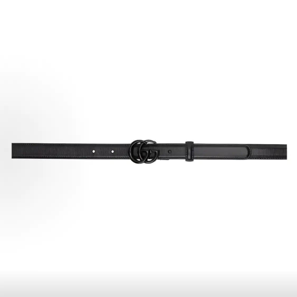 Gucci Gucci 20mm Leather Tie Belt Double GG Logo Black 95/38  display picture 1