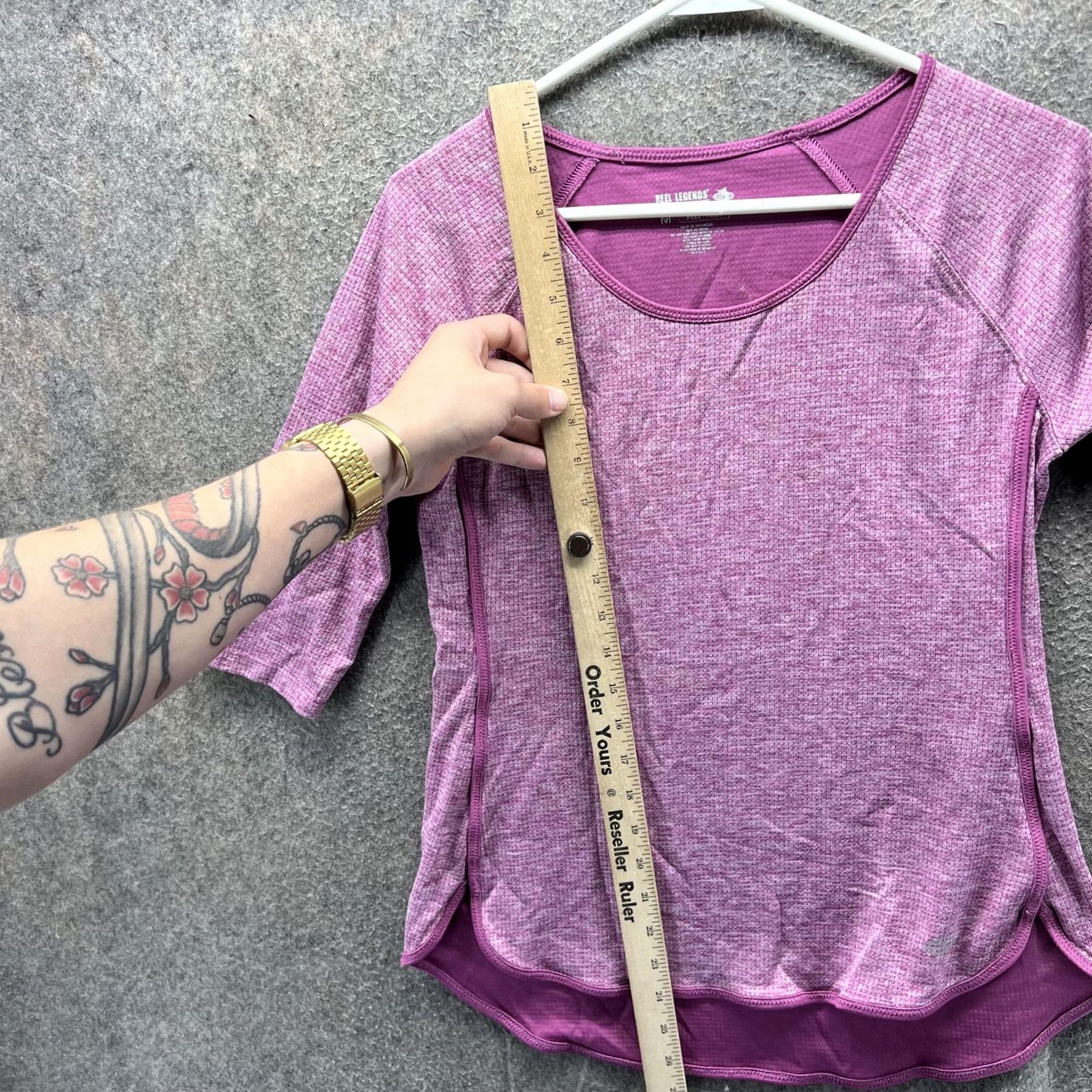 Vintage Reel Legends Shirt Womens M Pink Purple 3/4 Sleeve Performance Athletic Top Size M / US 6-8 / IT 42-44 - 4 Thumbnail